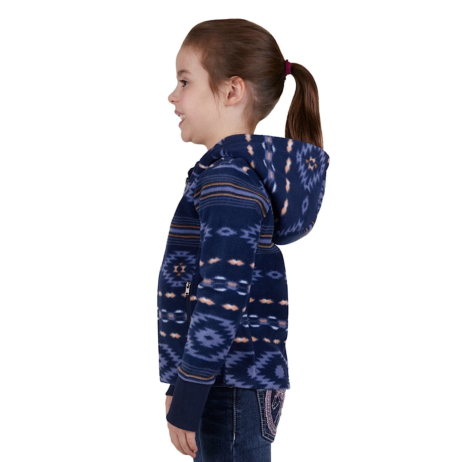 Pure Western Girl's Tegan Zip Through Hoodie - Blue Multi - Image 2