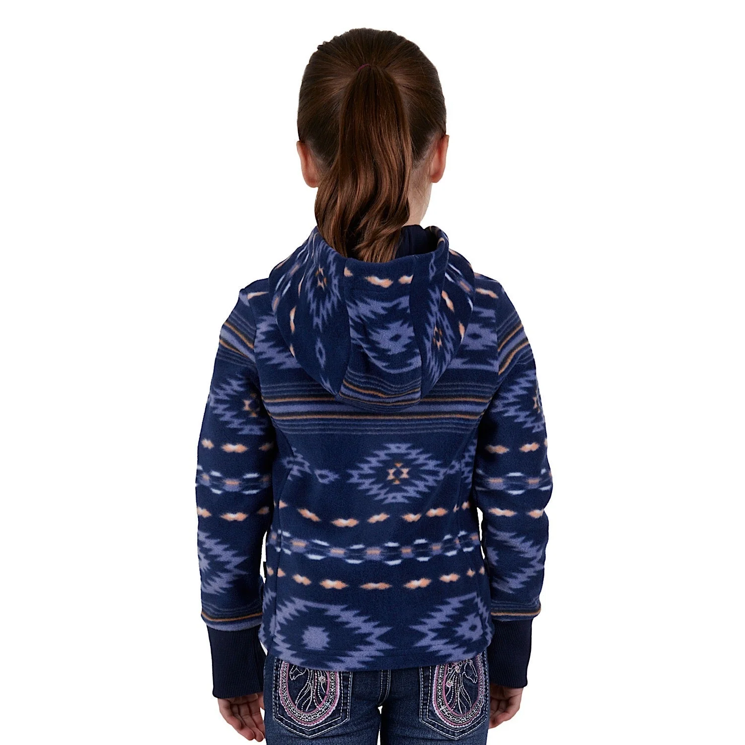 Pure Western Girl's Tegan Zip Through Hoodie - Blue Multi - Image 3