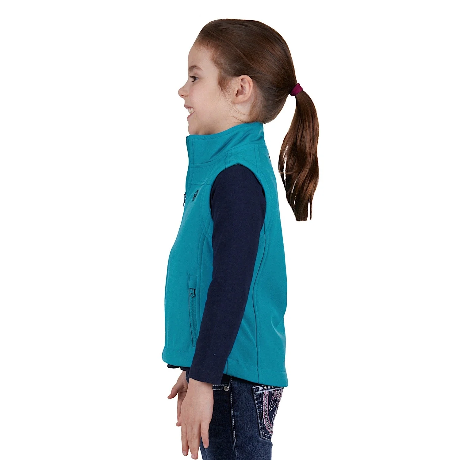 Pure Western Girl's Tracy Soft Shell Vest - Aqua - Image 2