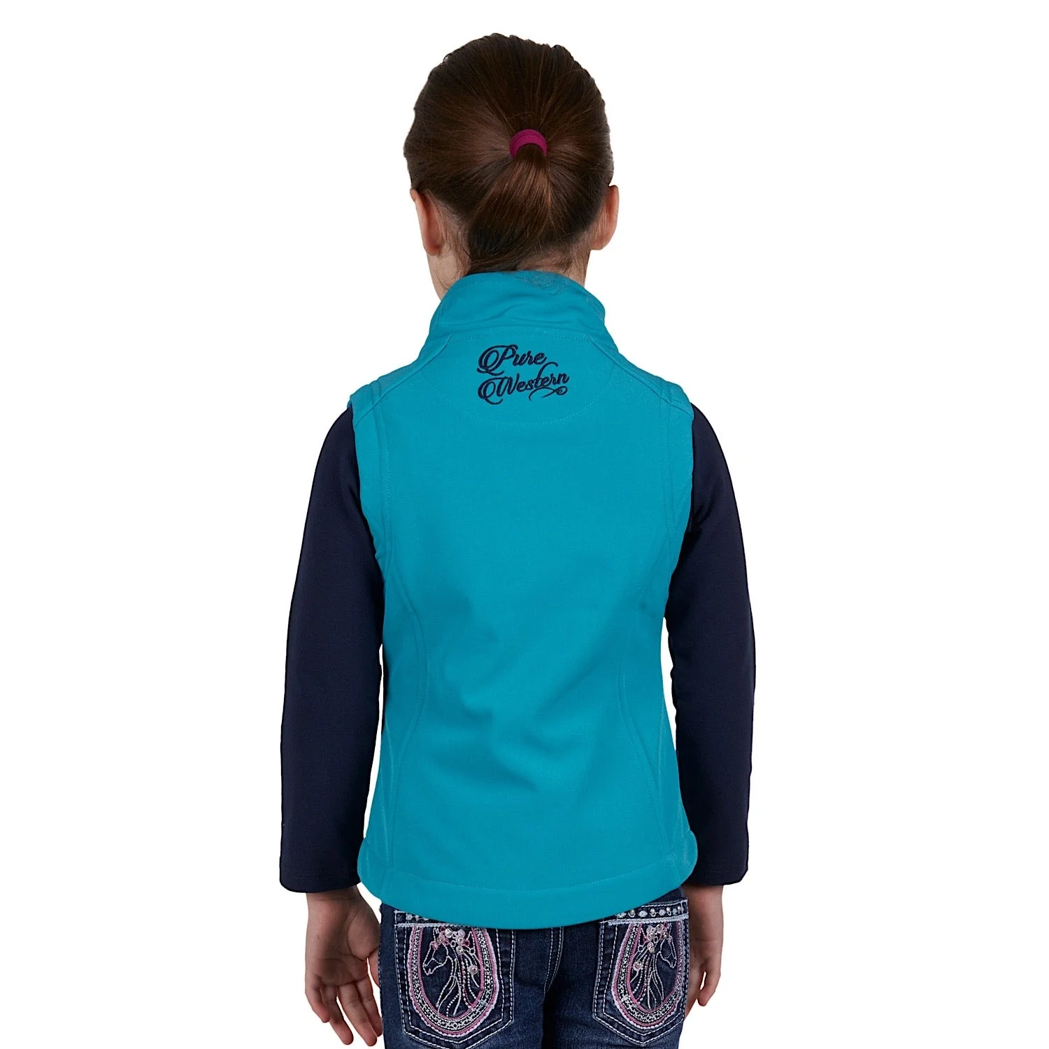 Pure Western Girl's Tracy Soft Shell Vest - Aqua - Image 3