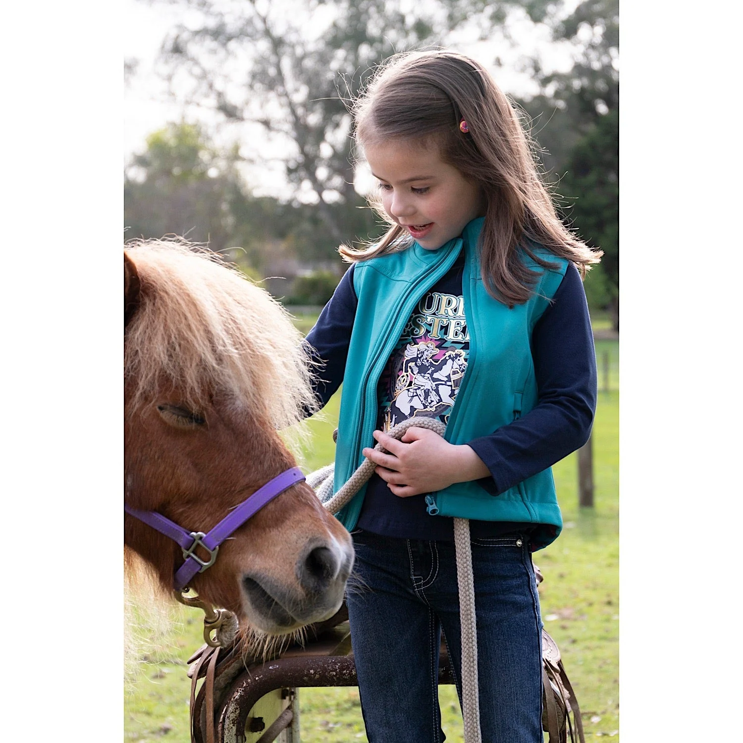 Pure Western Girl's Tracy Soft Shell Vest - Aqua - Image 4