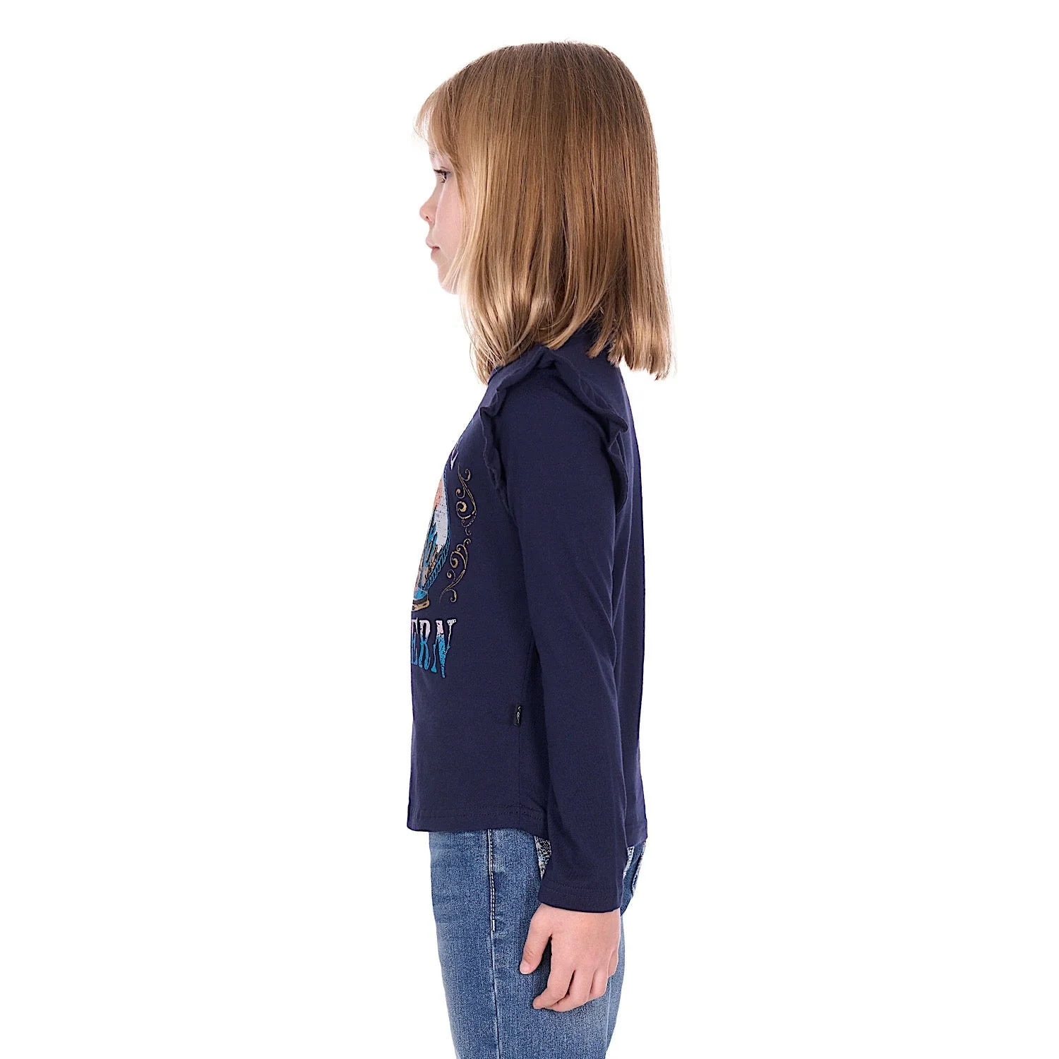 Pure Western Girl's Trinity Long Sleeve T-Shirt - Navy - Image 3