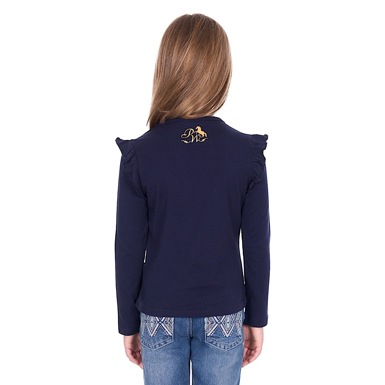 Pure Western Girl's Trinity Long Sleeve T-Shirt - Navy - Image 4