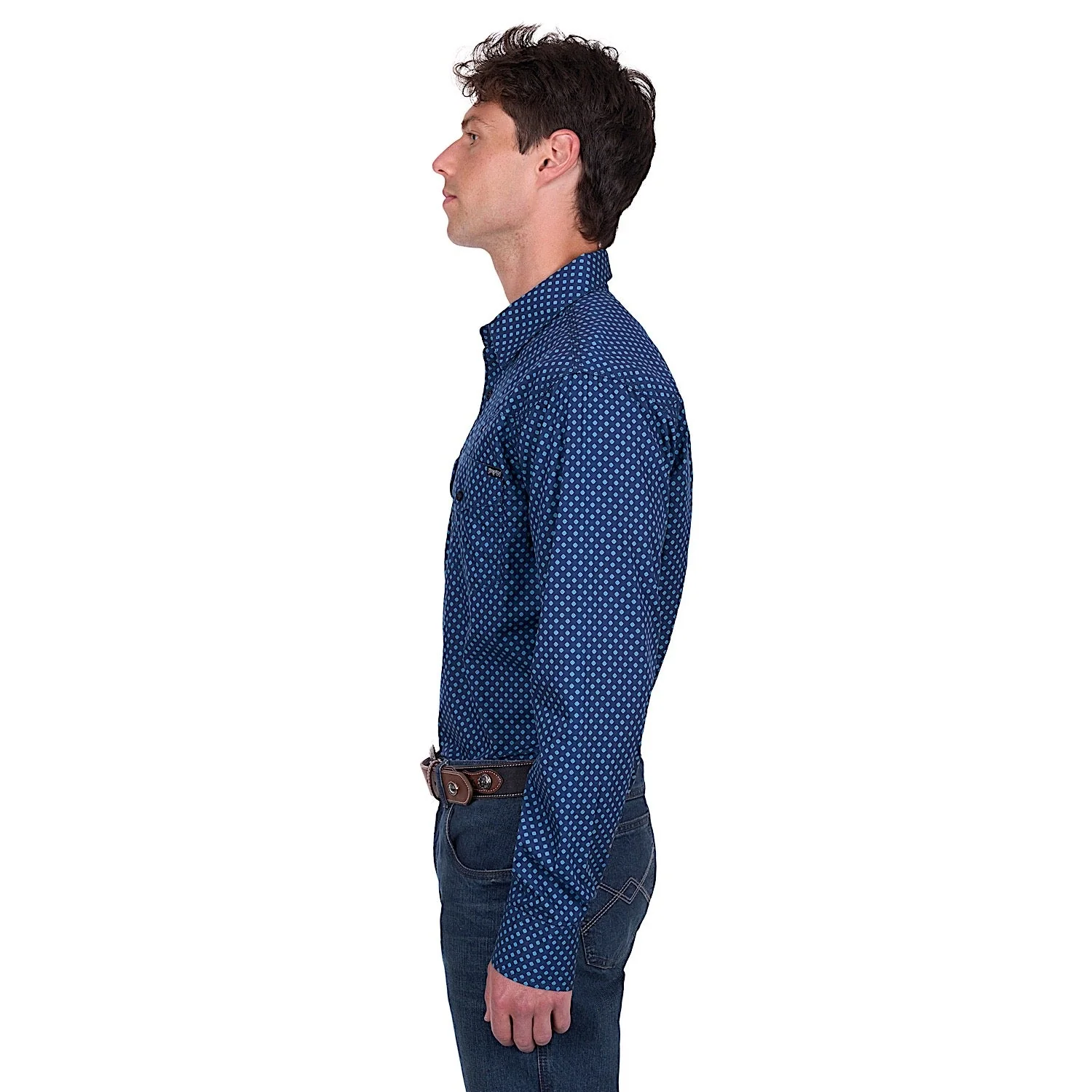 Pure Western Men's Brandon Shirt - Navy/Blue - Image 2