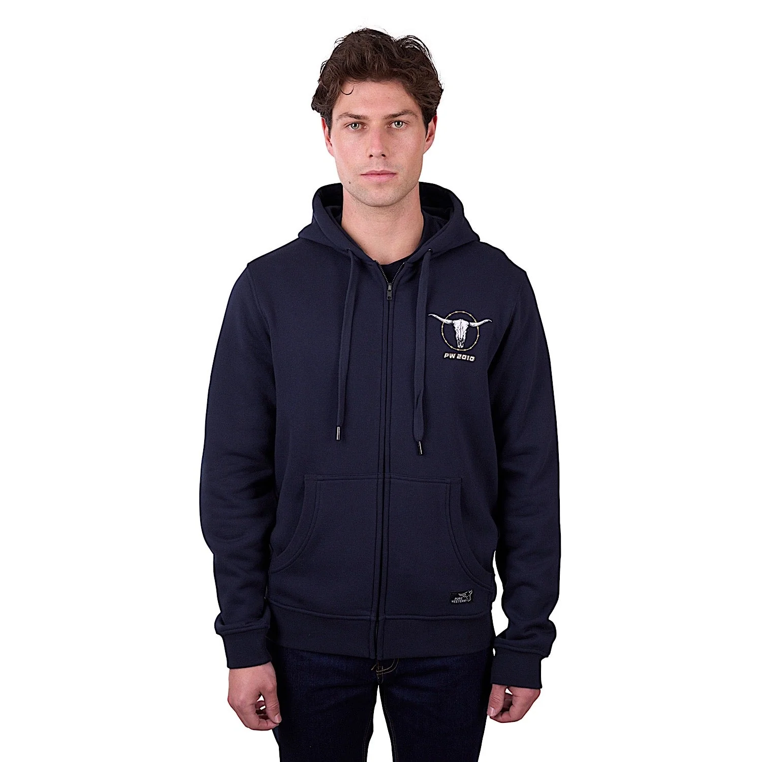 Pure Western Men's Carl Zip Through Hoodie - Navy