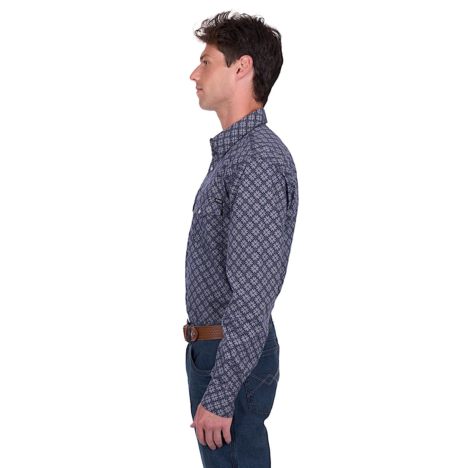 Pure Western Men's Douglas Shirt - Navy/White - Image 2