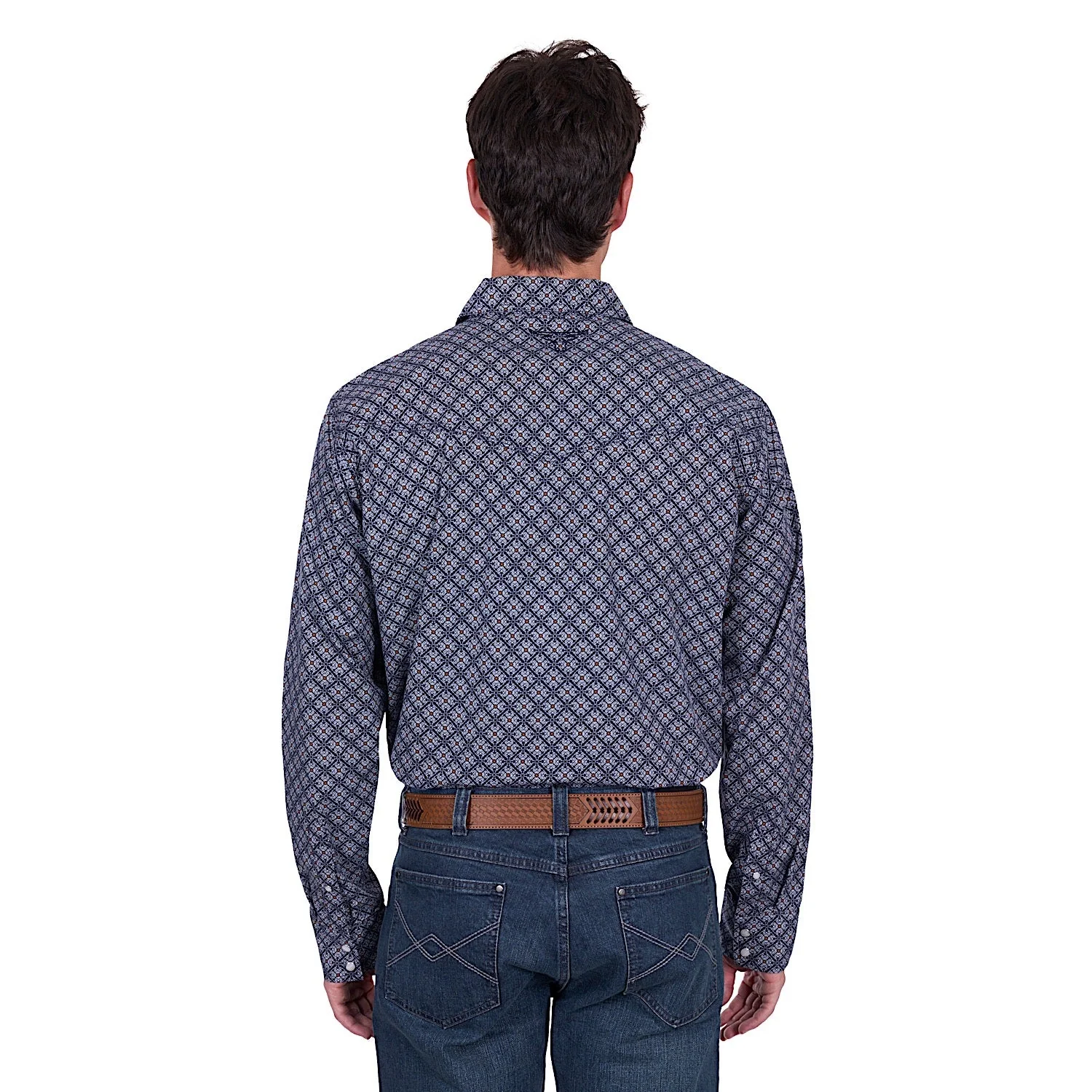 Pure Western Men's Douglas Shirt - Navy/White - Image 3