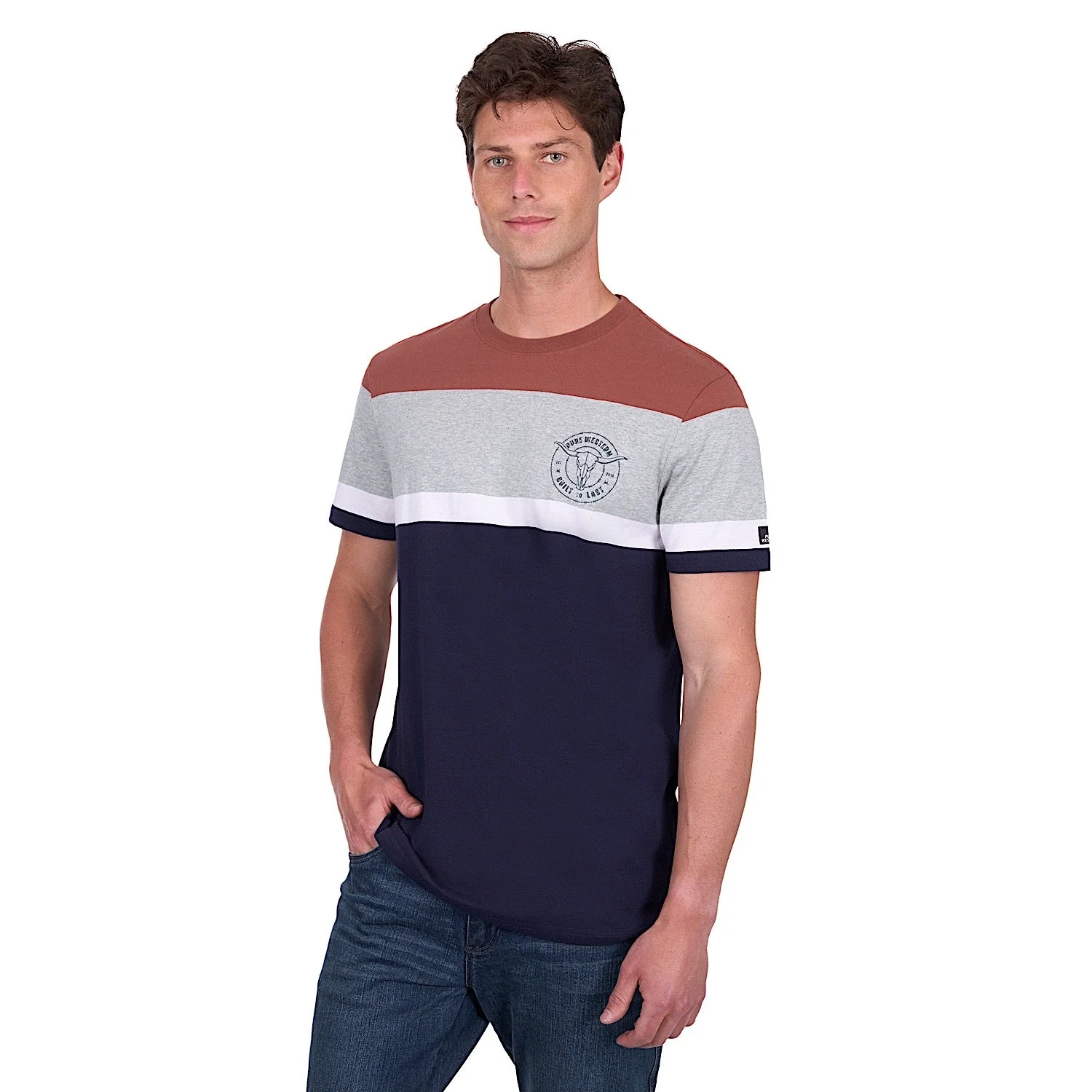 Pure Western Men's Jeffery Tee - Navy/Rust