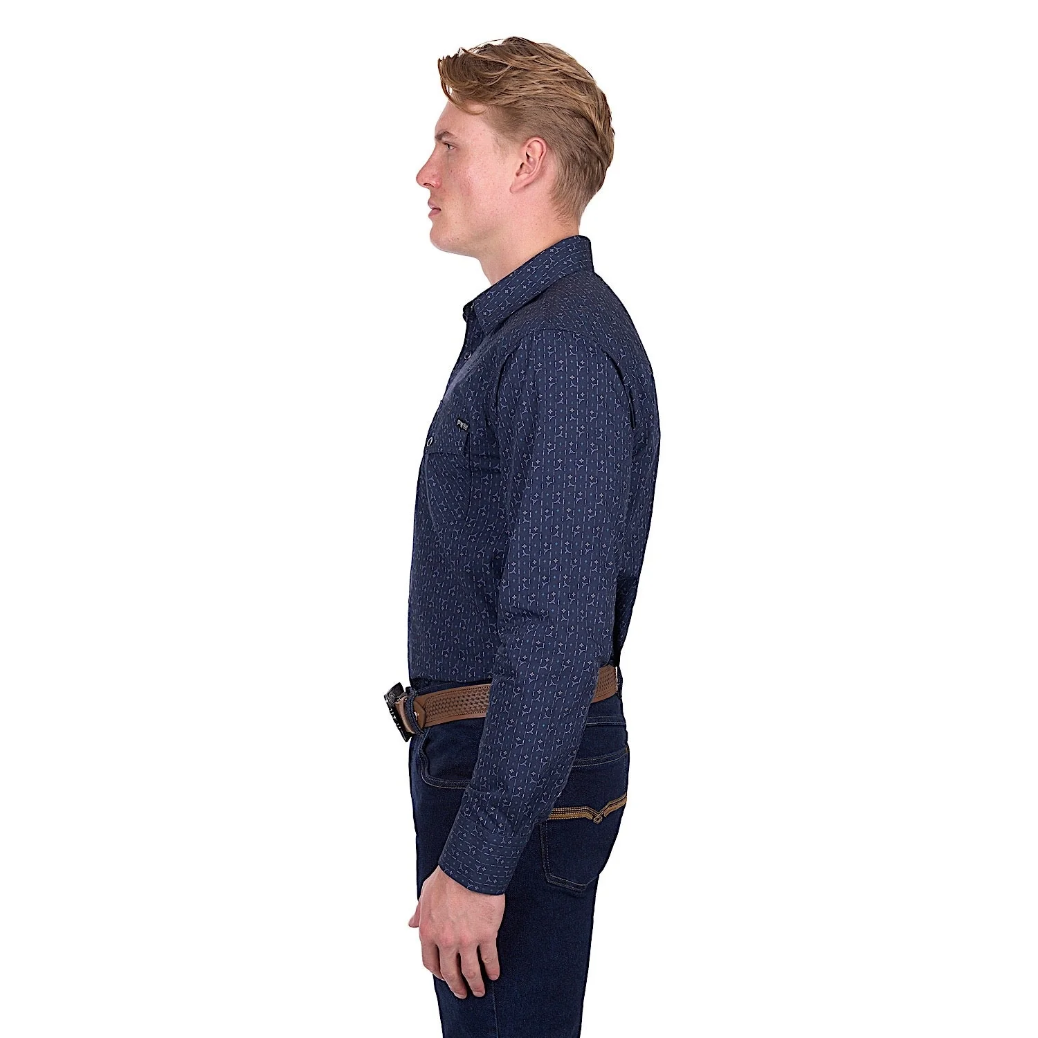 Pure Western Men's Marc Shirt - Navy/Multi - Image 3