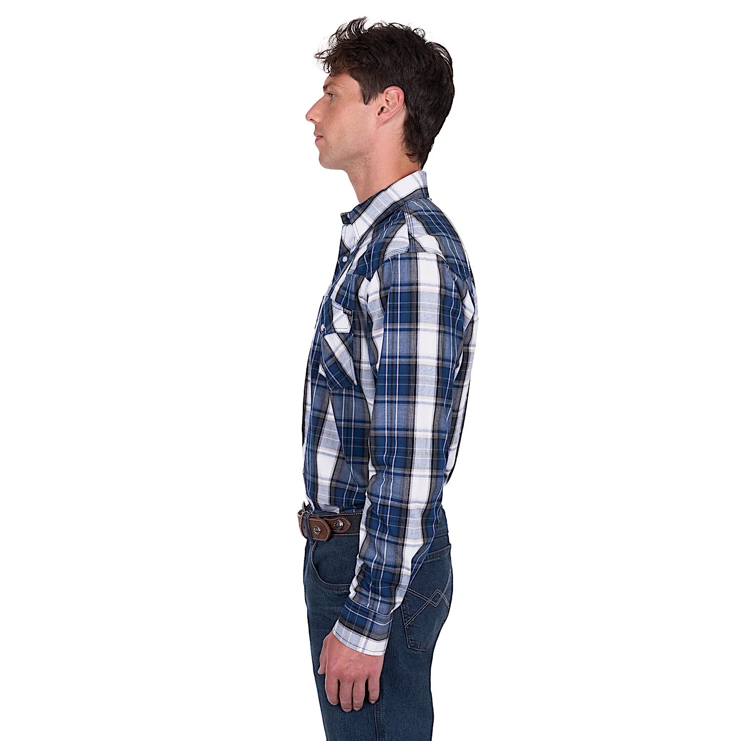 Pure Western Men's Nicholas Shirt - Navy/Tan - Image 2