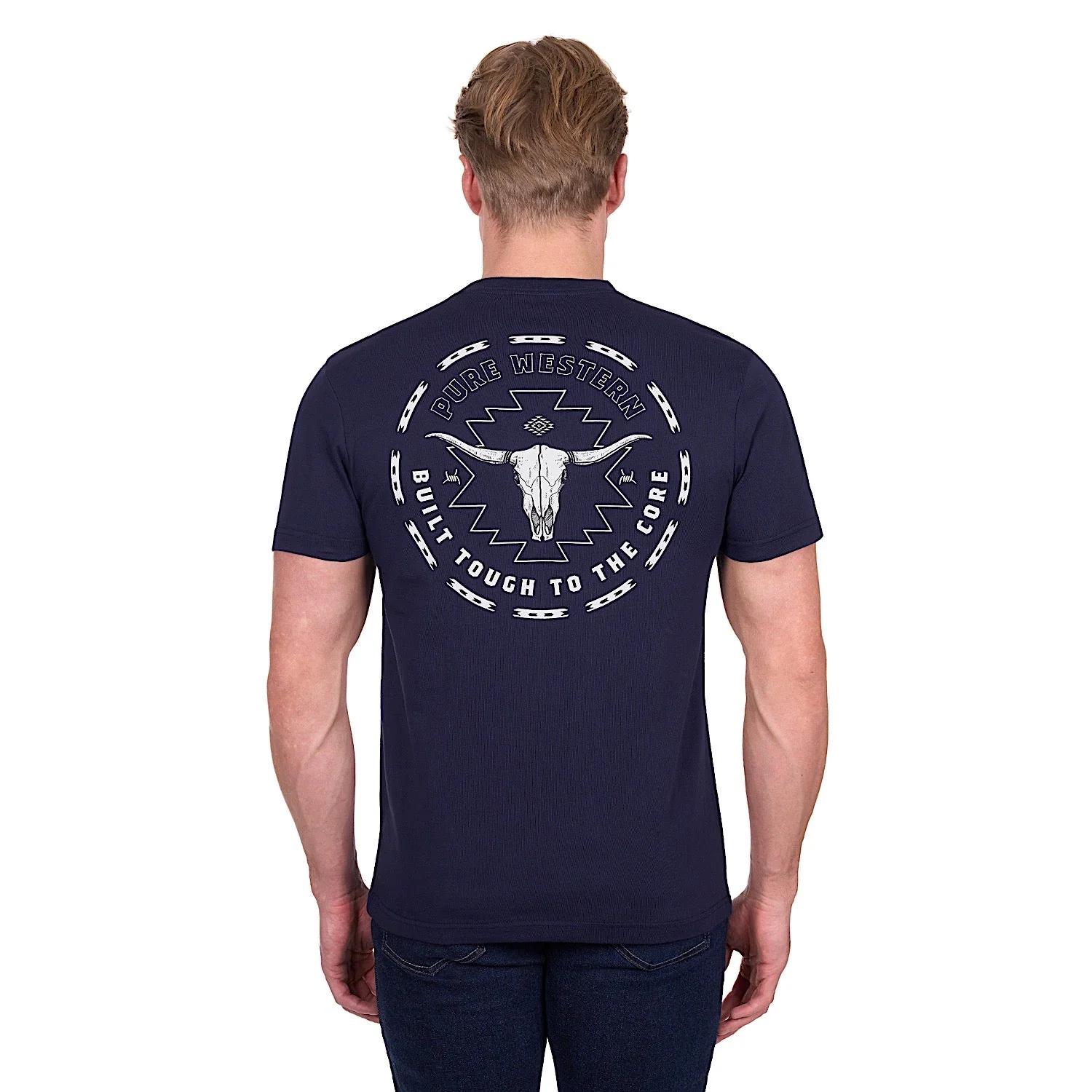 Pure Western Men's Oscar T-Shirt - Navy - Image 4