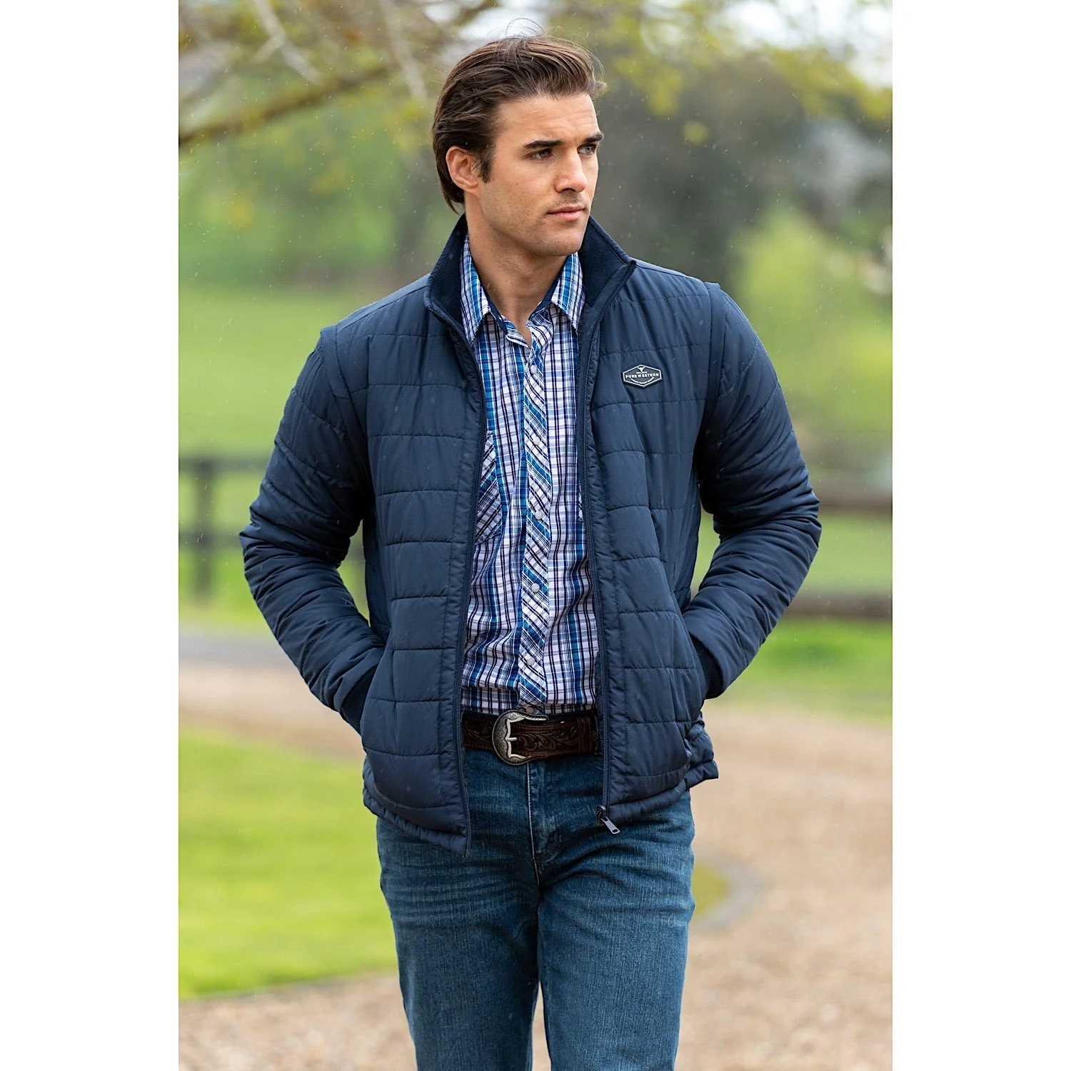 Pure Western Men's Patterson Reversible Jacket-Navy - Image 4