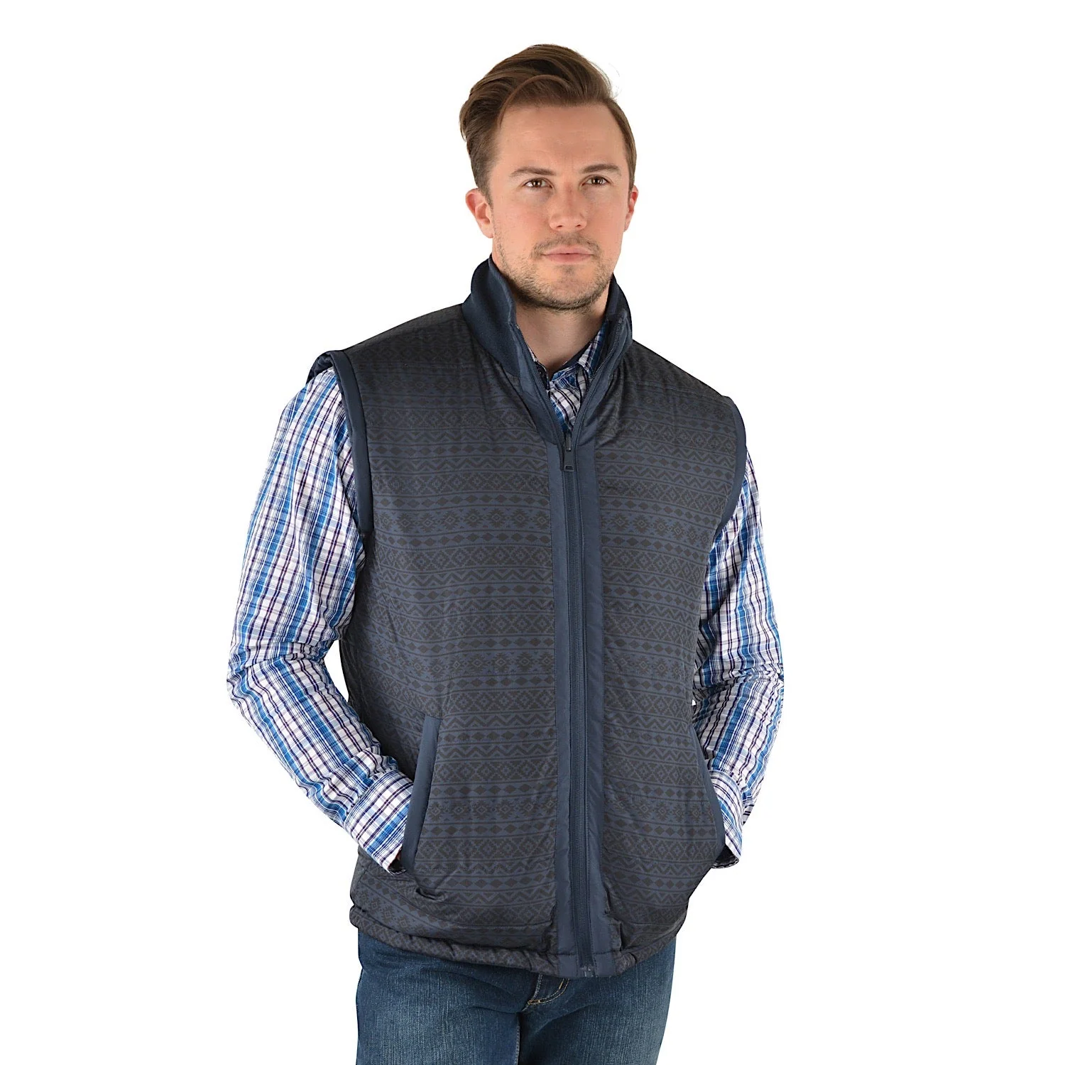 Pure Western Men's Patterson Reversible Jacket-Navy - Image 5