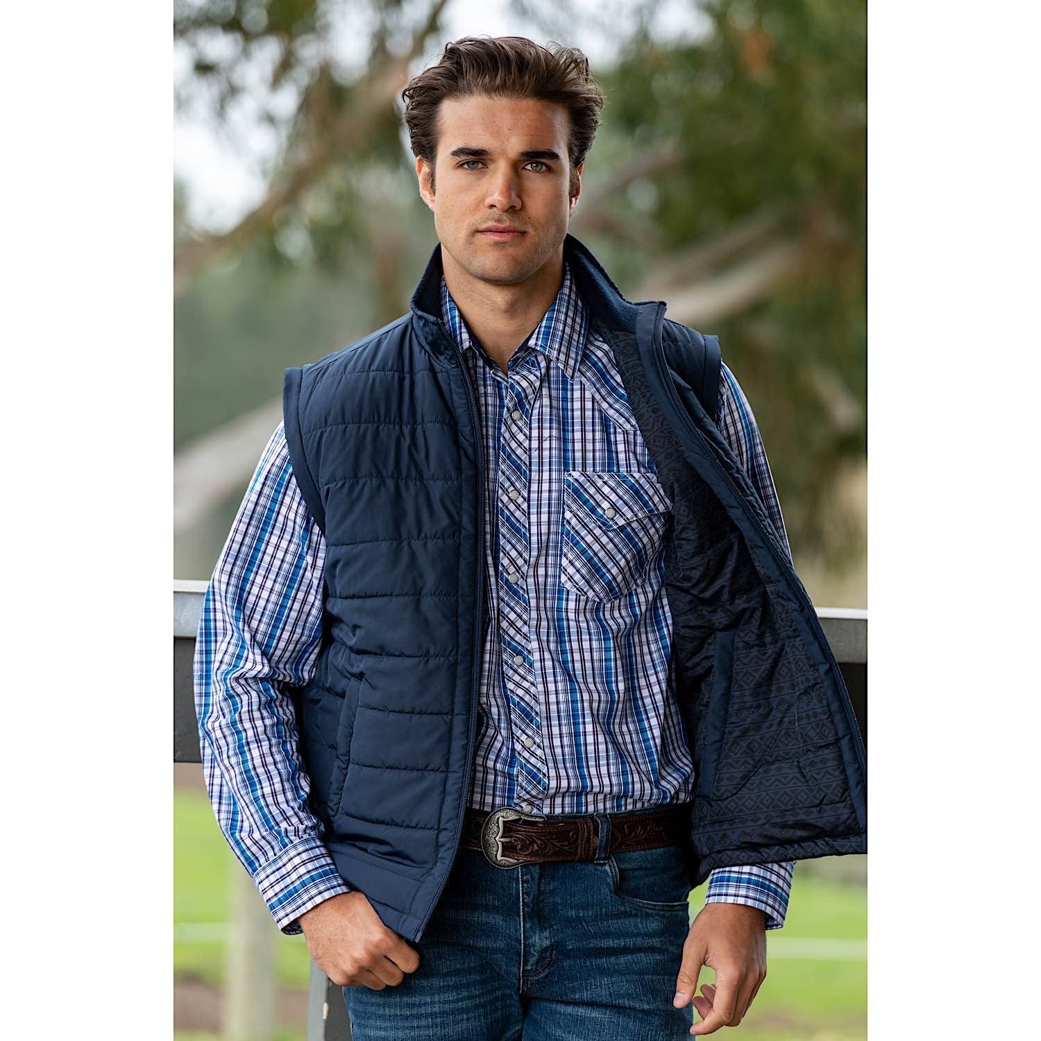 Pure Western Men's Patterson Reversible Jacket-Navy - Image 7