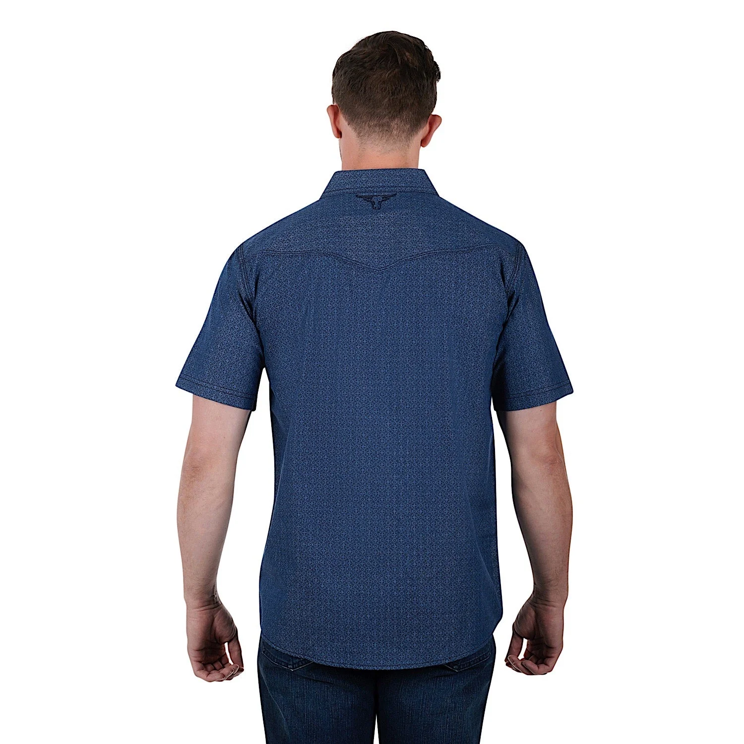 Pure Western Mens Steve S/S Shirt-Denim - Image 3