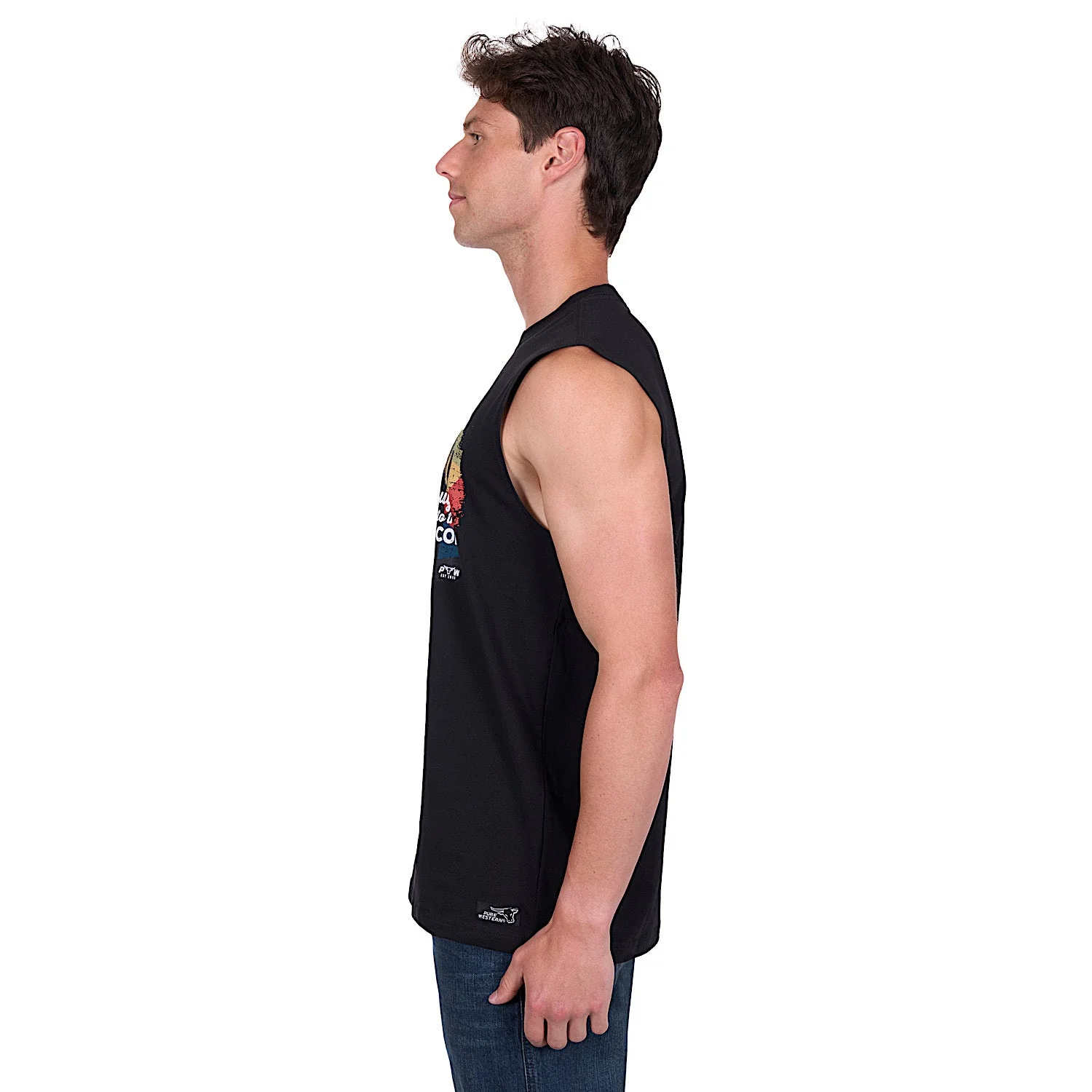 Pure Western Men's Terry Muscle Tank - Black - Image 3