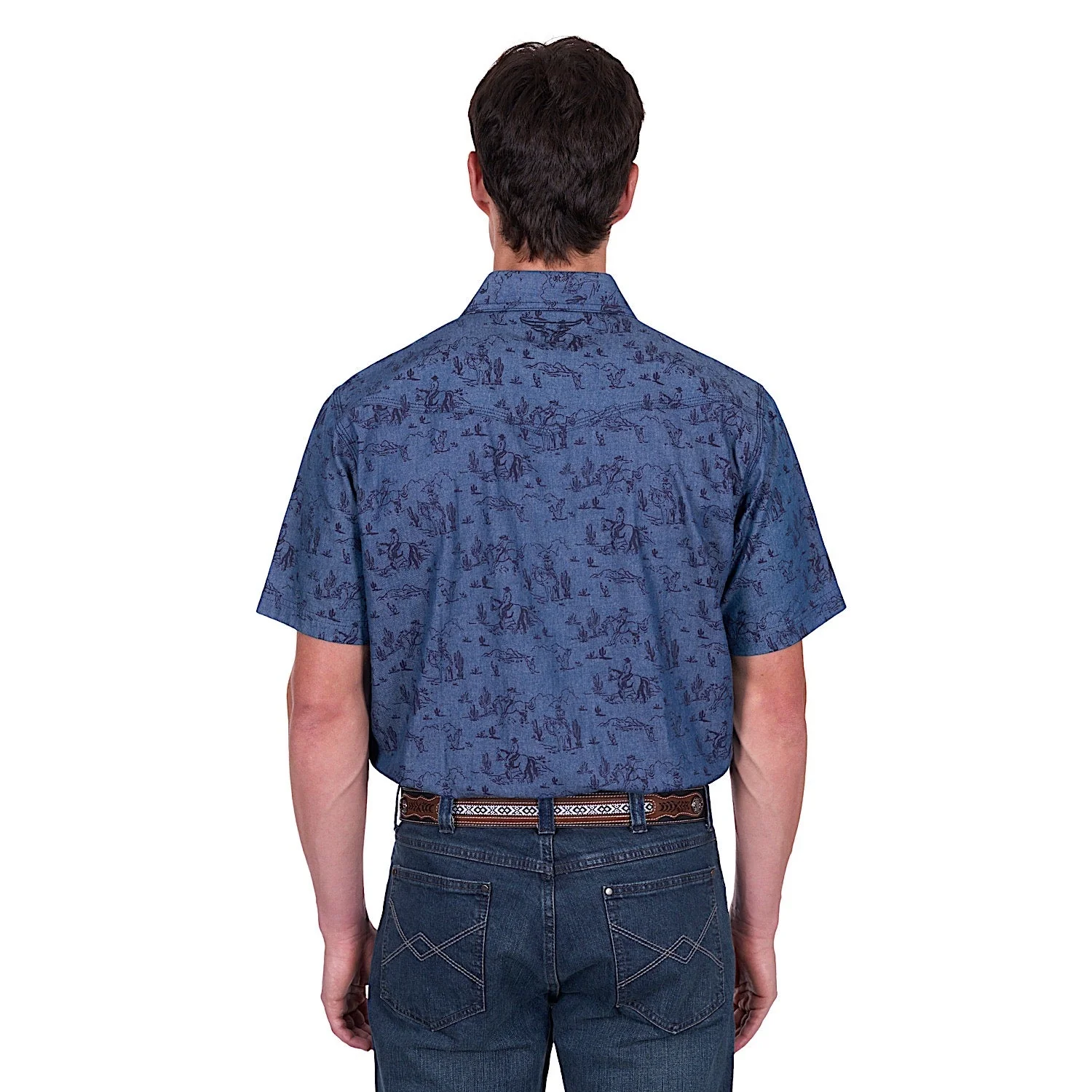 Pure Western Men's Travis Short Sleeve Shirt - Chambray - Image 3