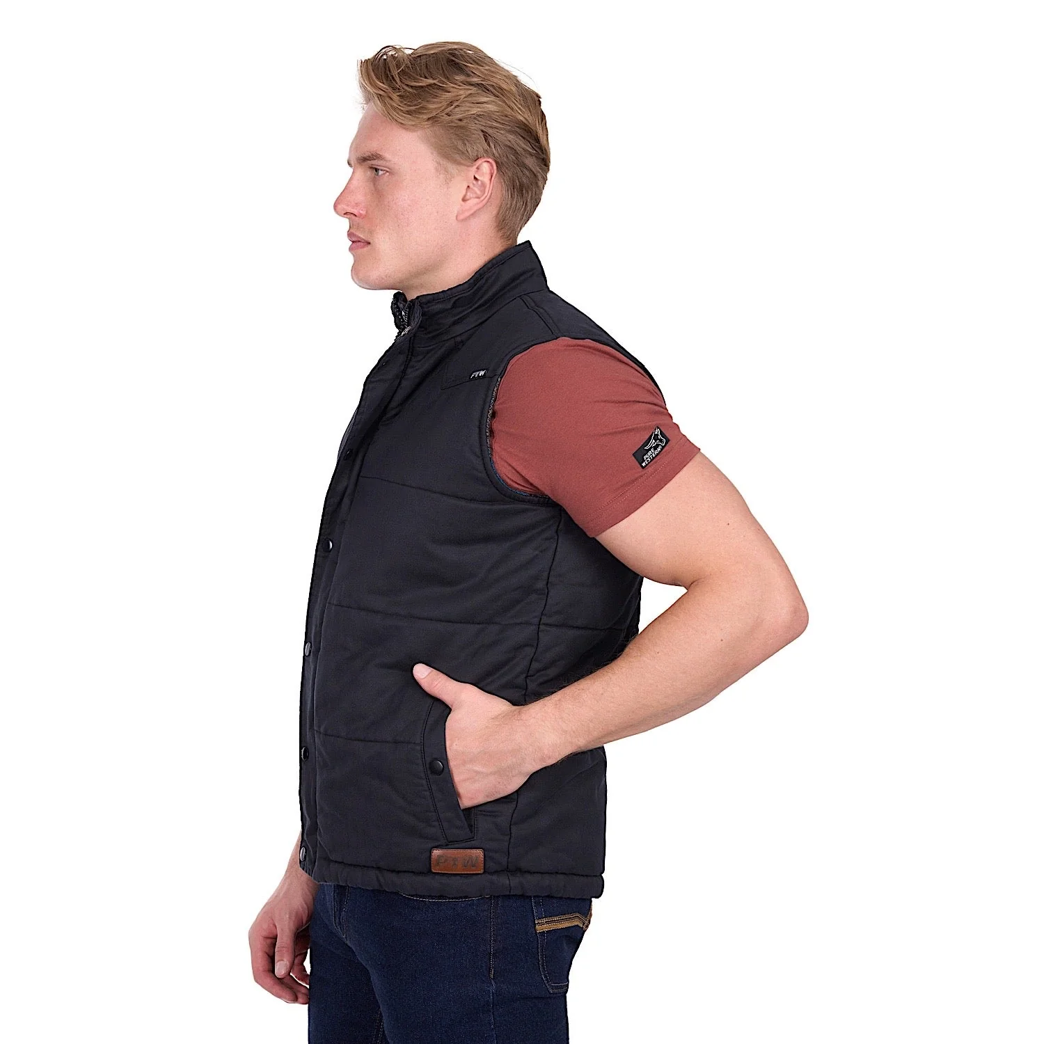 Pure Western Men's Trevor Reversible Vest - Charcoal - Image 3