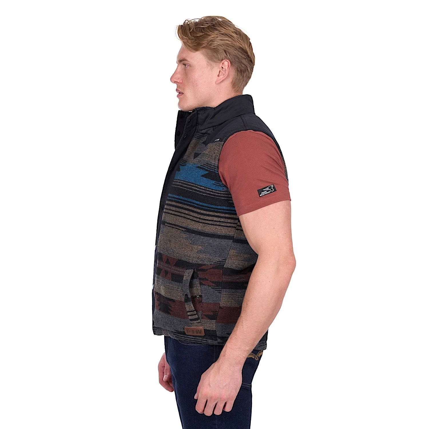 Pure Western Men's Trevor Reversible Vest - Charcoal - Image 7