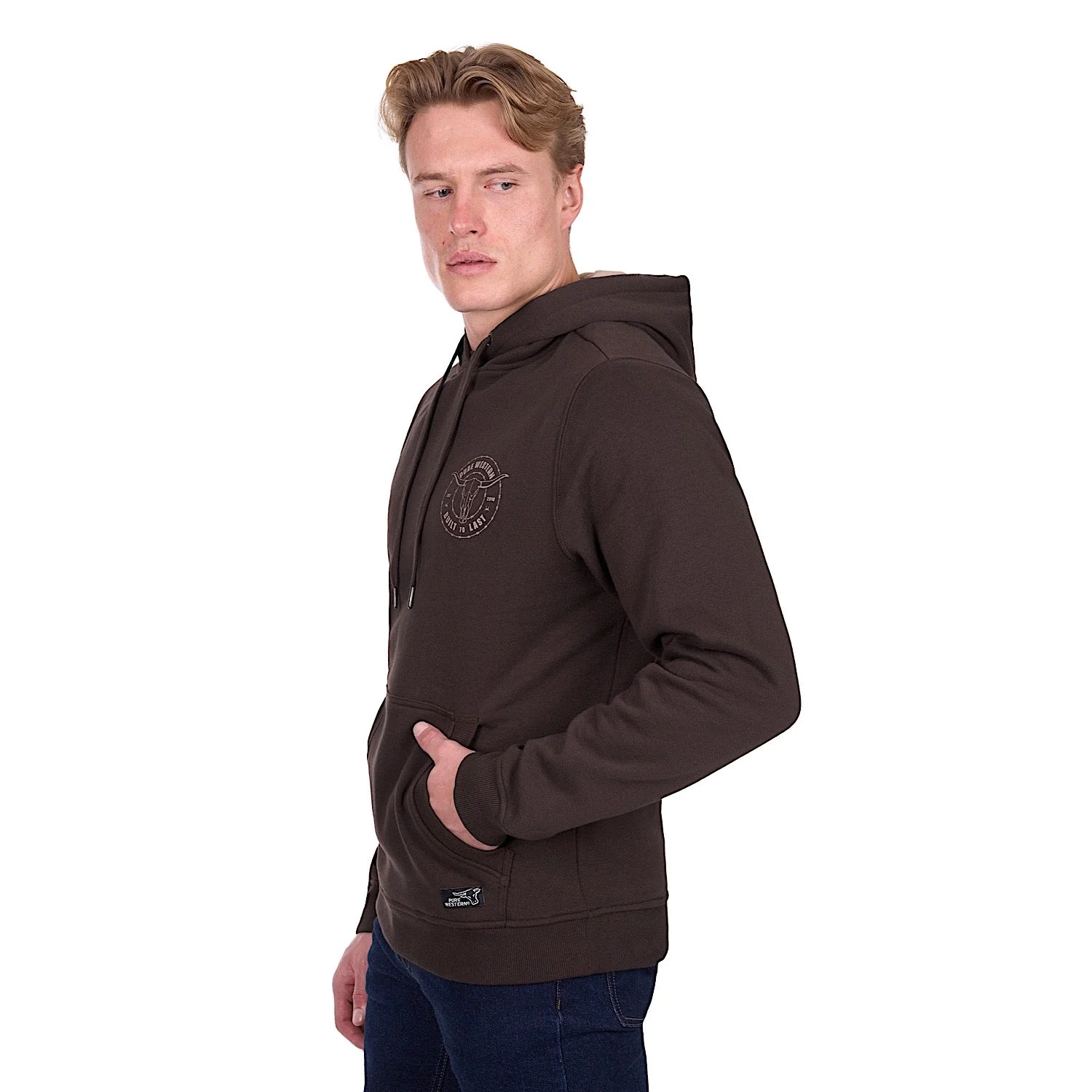 Pure Western Men's Walker Hoodie - Chocolate - Image 3