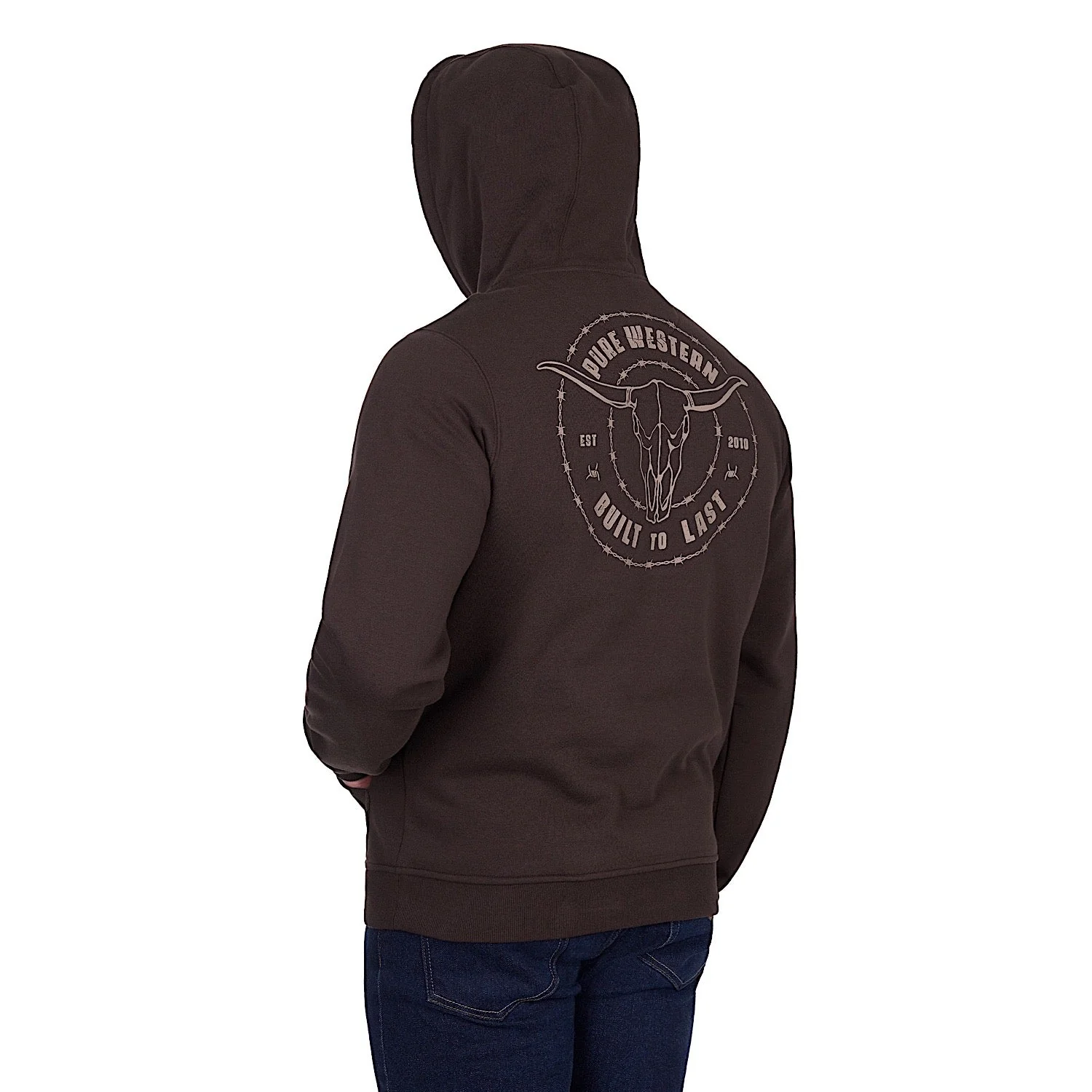 Pure Western Men's Walker Hoodie - Chocolate - Image 5