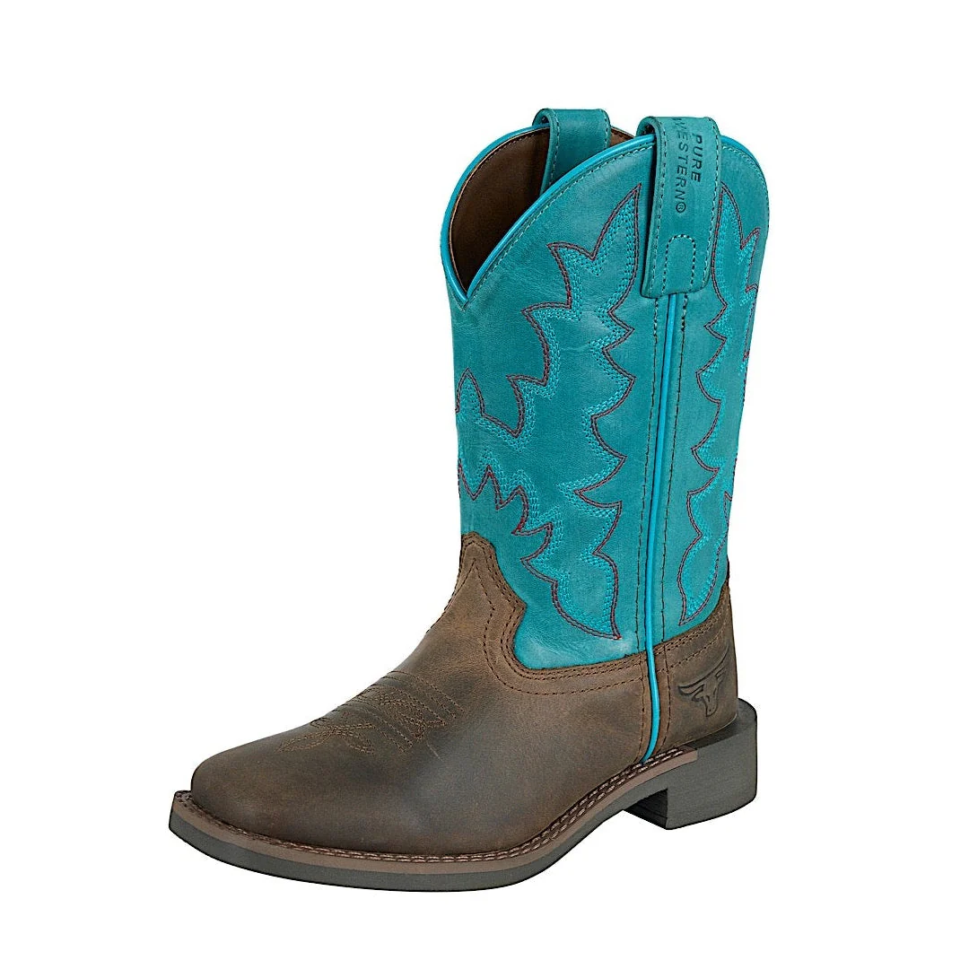 Pure Western Toddler and Children's Andi Boot - Bark/Turquoise - Image 3