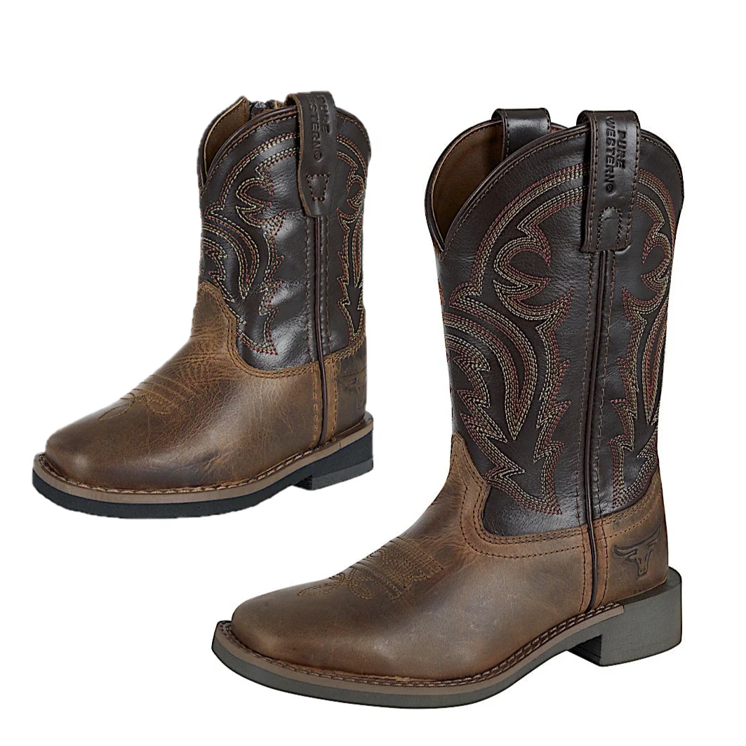Pure Western Toddler and Children's Carter Boot - Brown/Chocolate