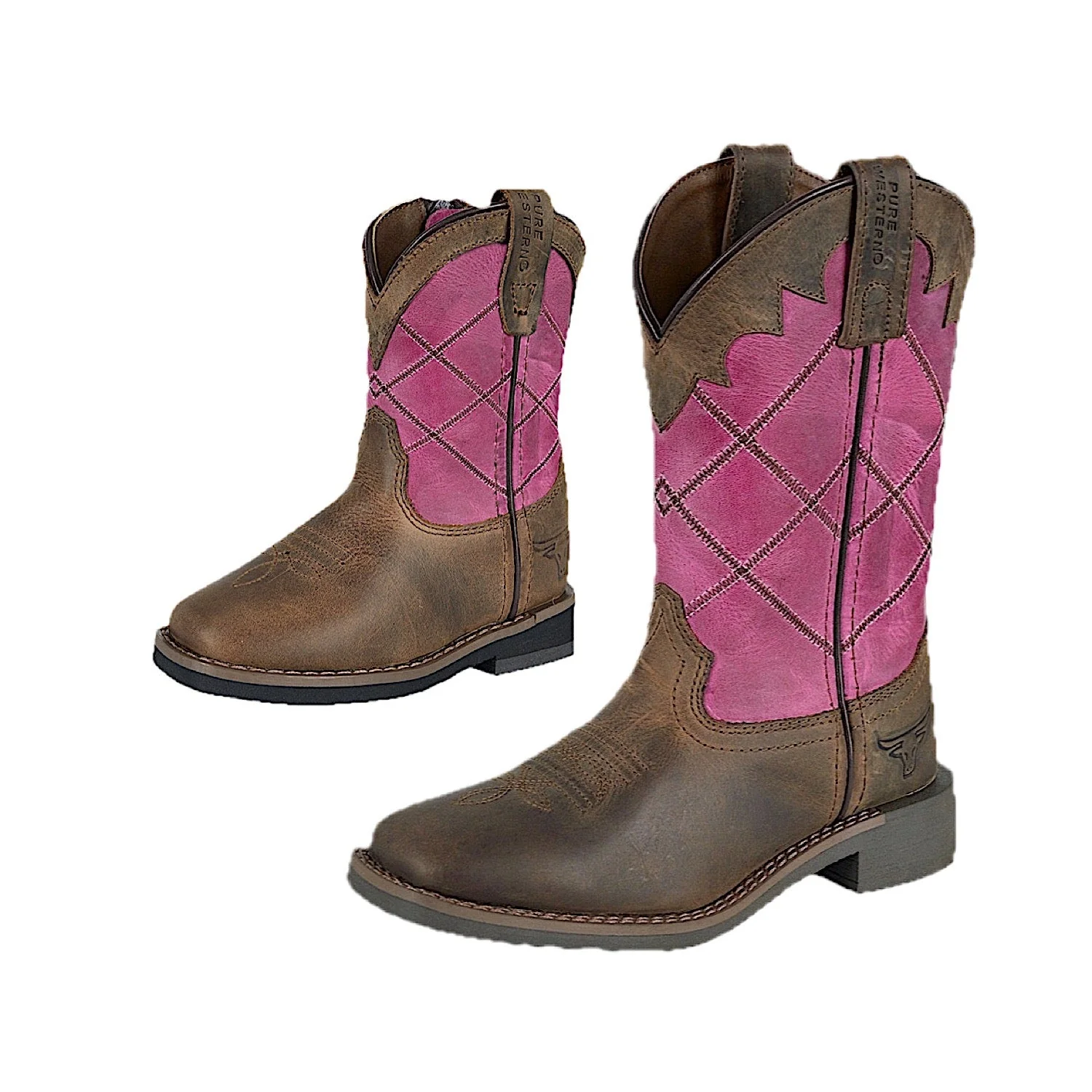 Pure Western Toddler and Children's Hattie Boot - Bark/Pink