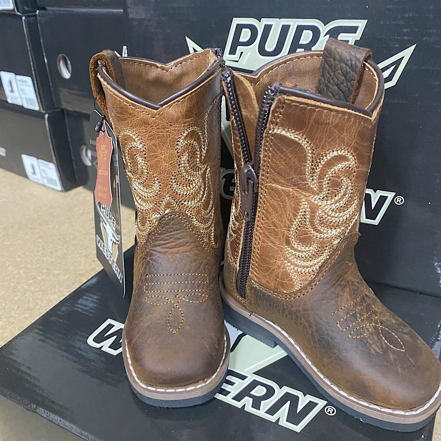 Pure Western TODDLER Lincoln Boot Brown/Tan - Image 2