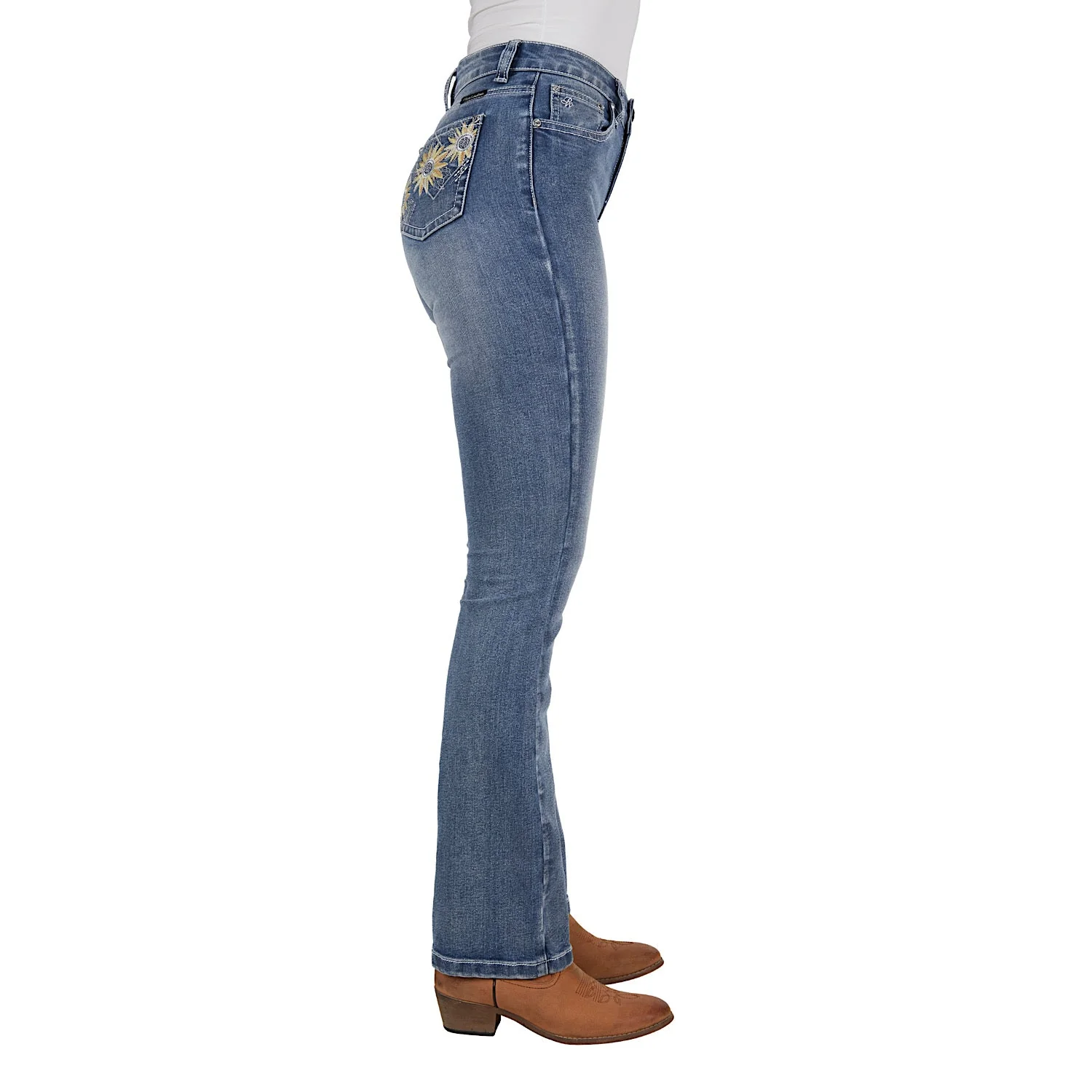 Pure Western Women's Amy High Rise Boot Cut Jean 32" Leg Retro Blue - Image 3