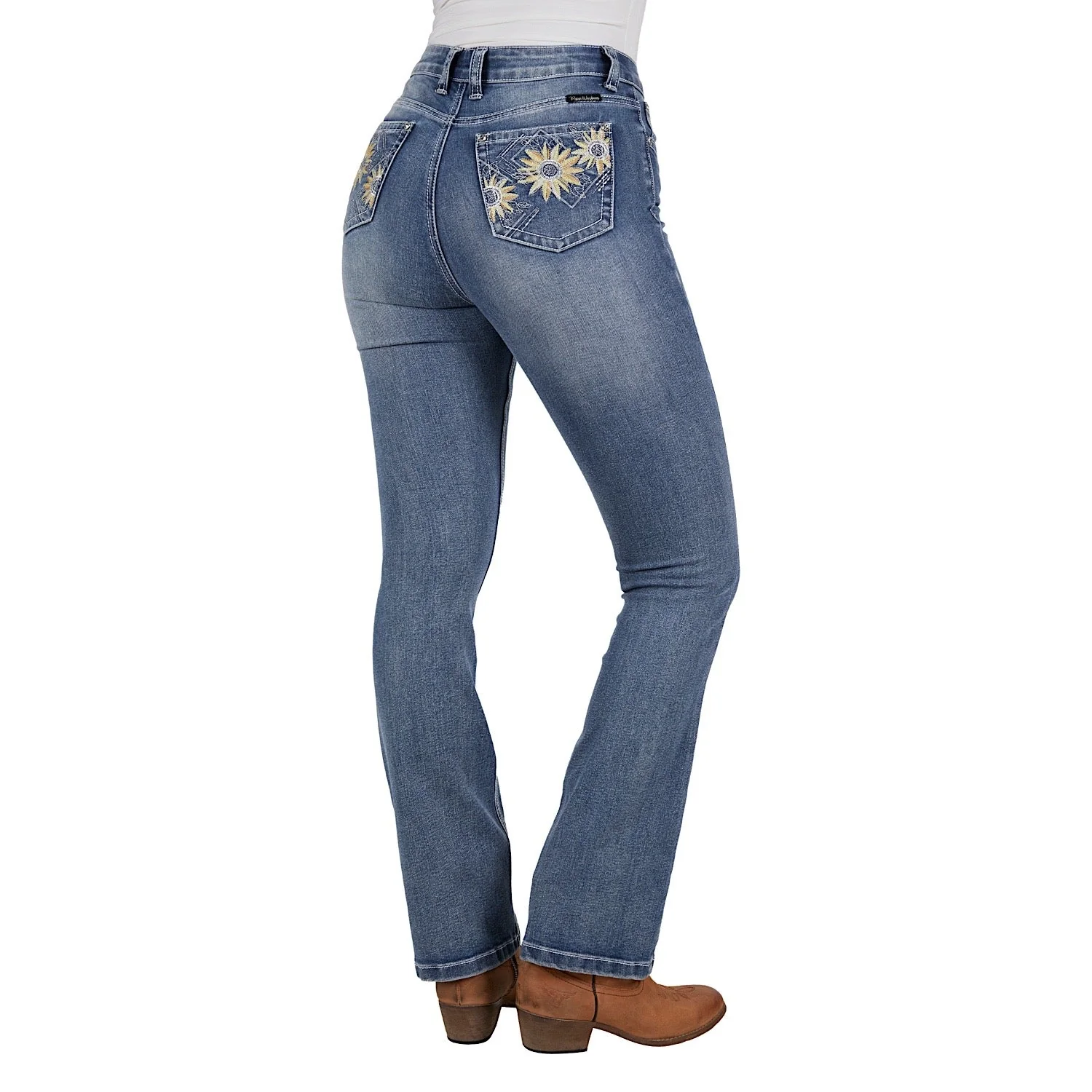 Pure Western Women's Amy High Rise Boot Cut Jean 32" Leg Retro Blue - Image 4