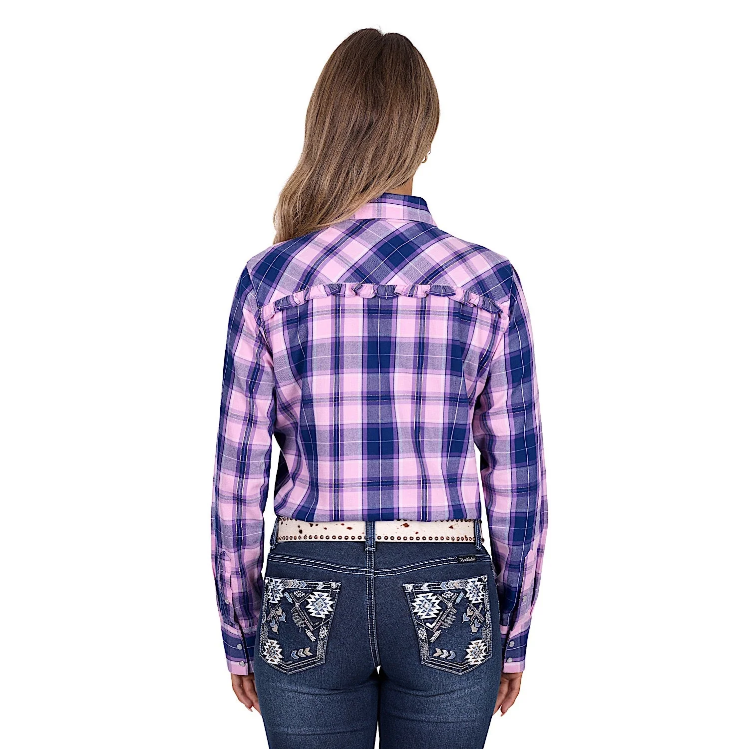Pure Western Women's Arleen Shirt - Pink/Navy Check - Image 3