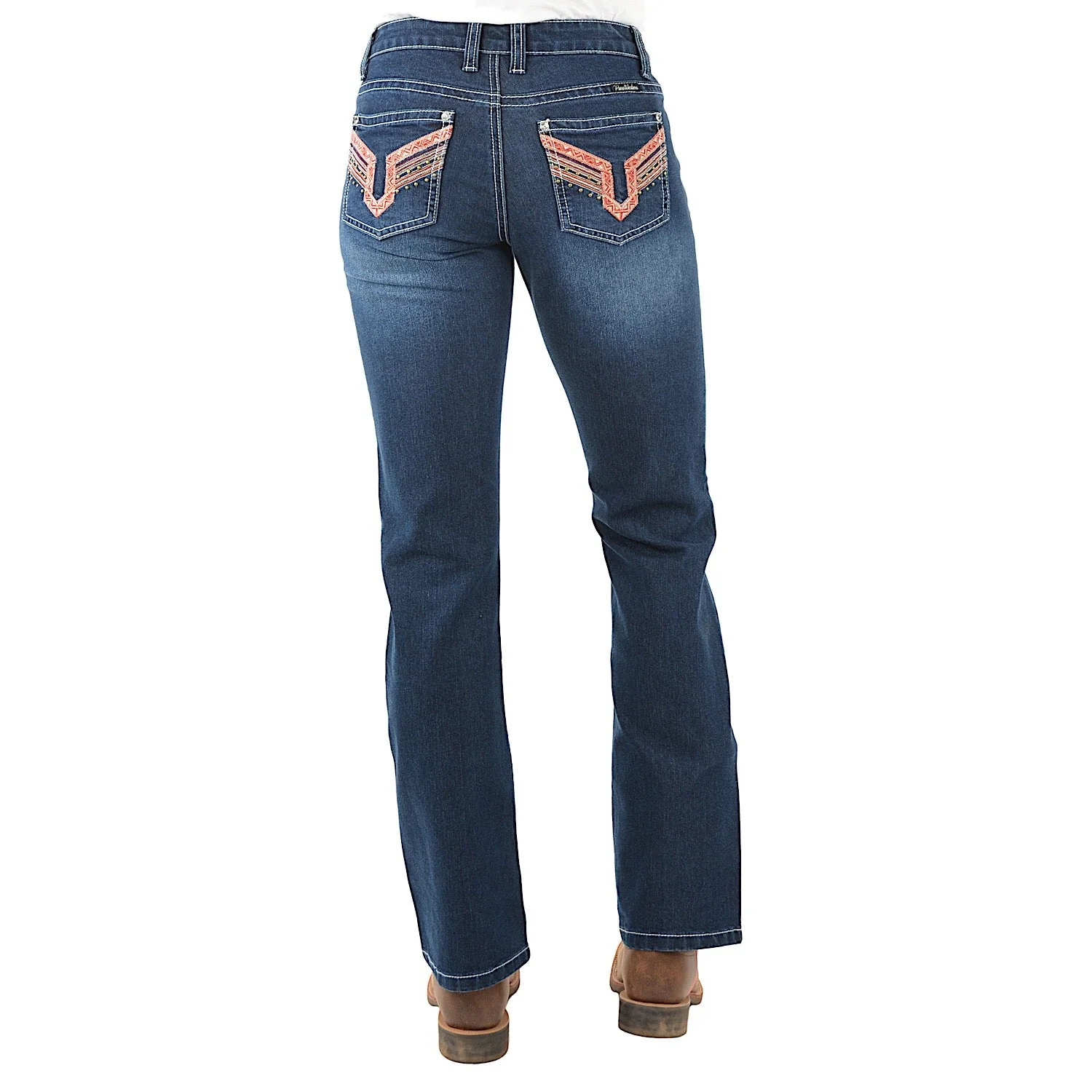 Pure Western Women's Aztec Boot Cut Jean - 34 Leg-Darkest Night