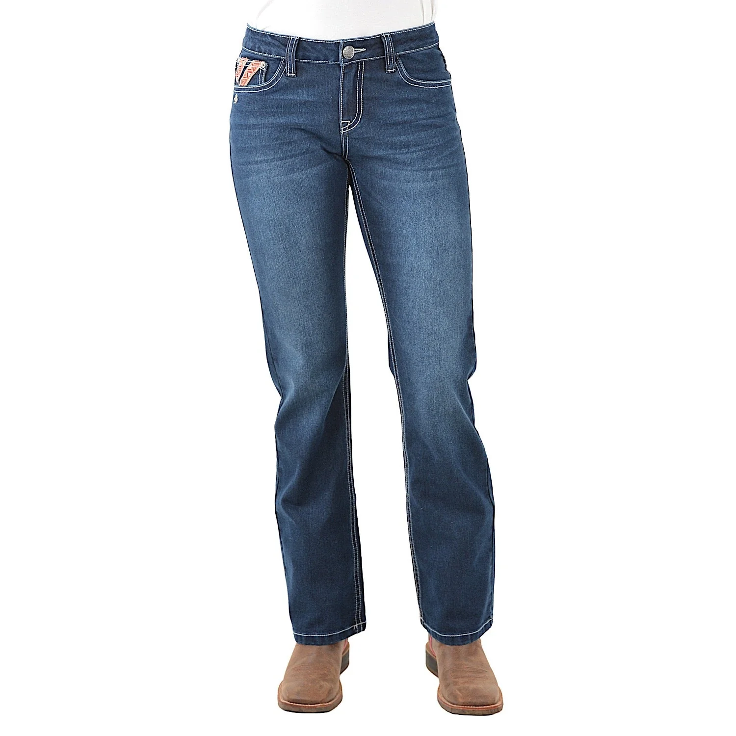 Pure Western Women's Aztec Boot Cut Jean - 34 Leg-Darkest Night - Image 3