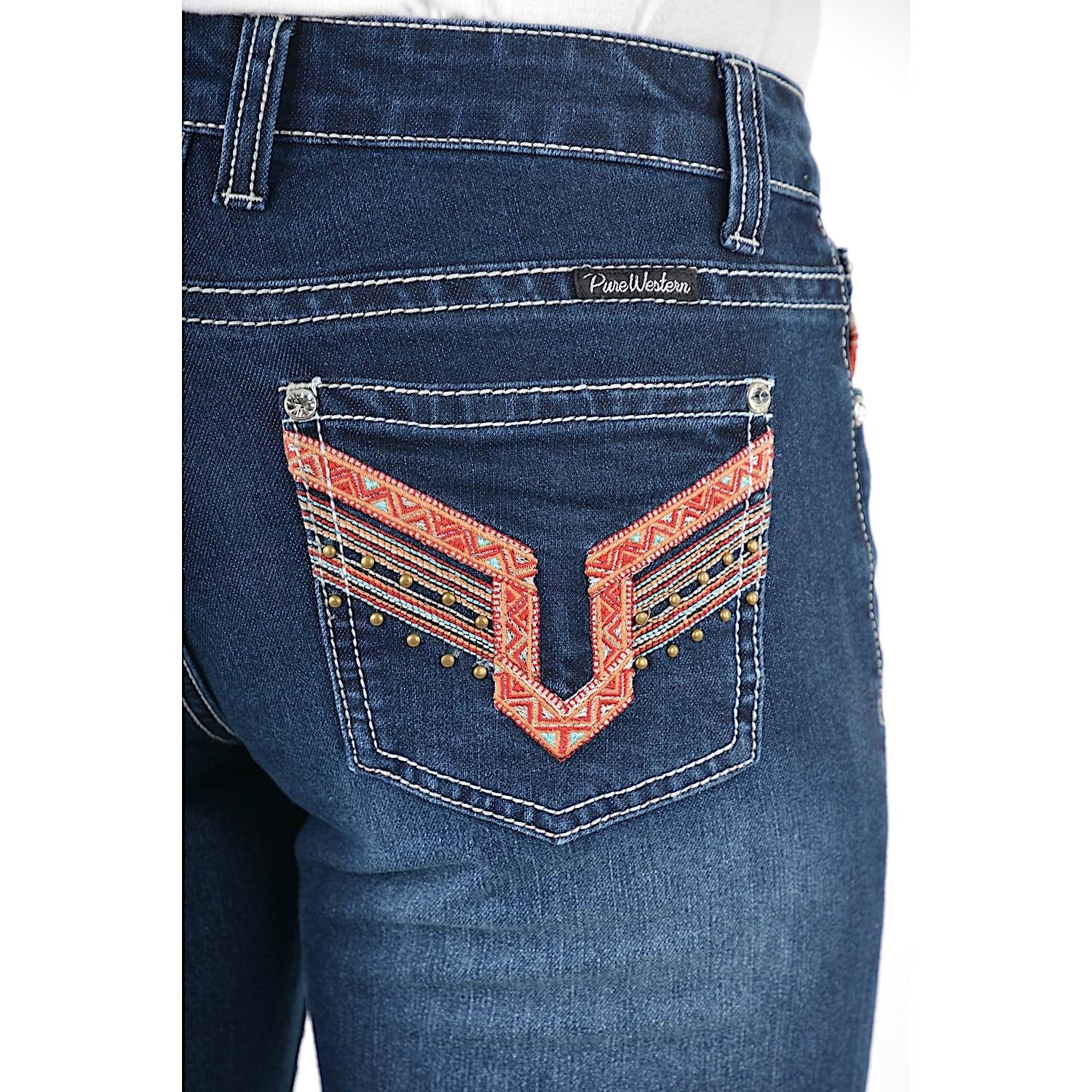 Pure Western Women's Aztec Boot Cut Jean - 34 Leg-Darkest Night - Image 5