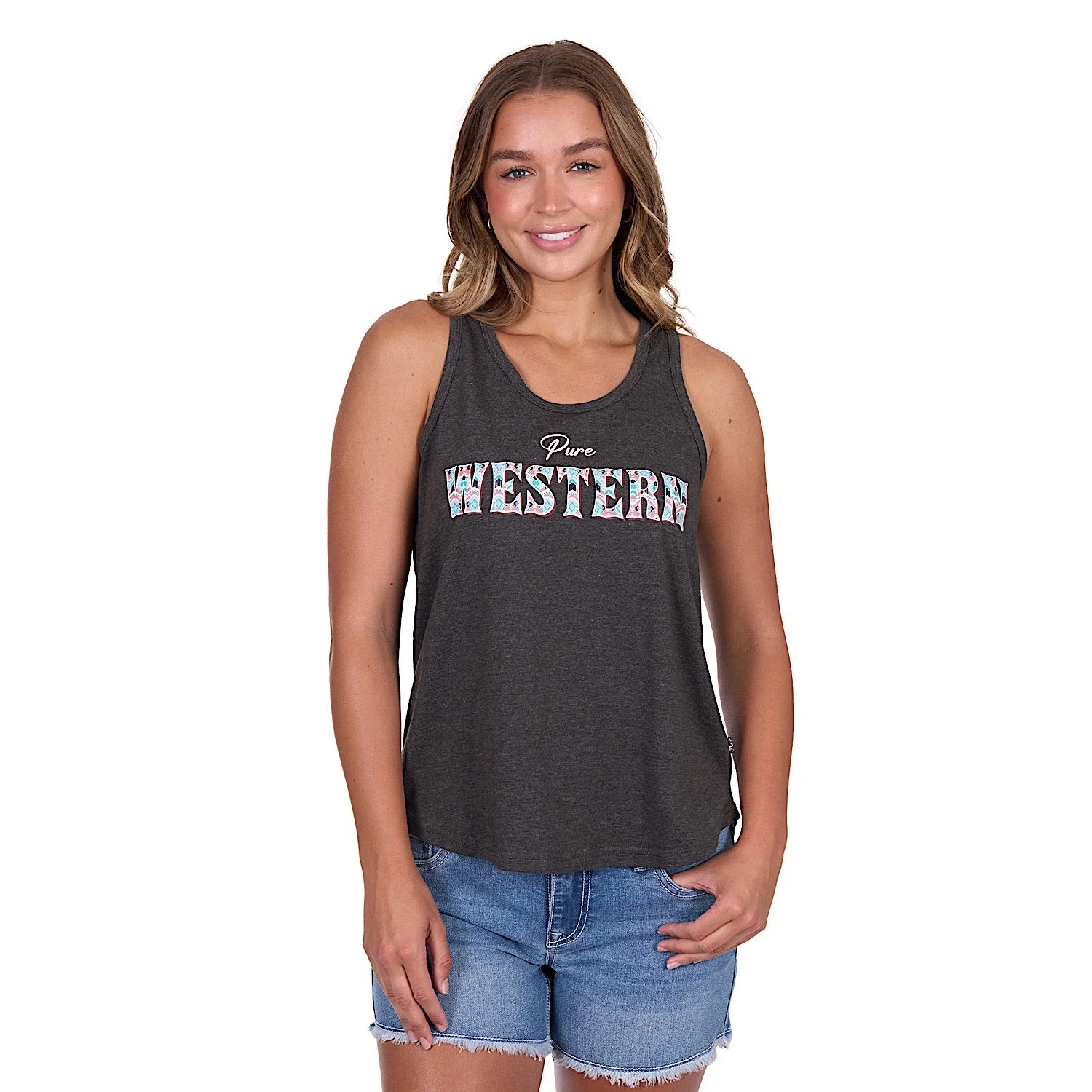 Pure Western Women's Cindy Tank - Charcoal Marle