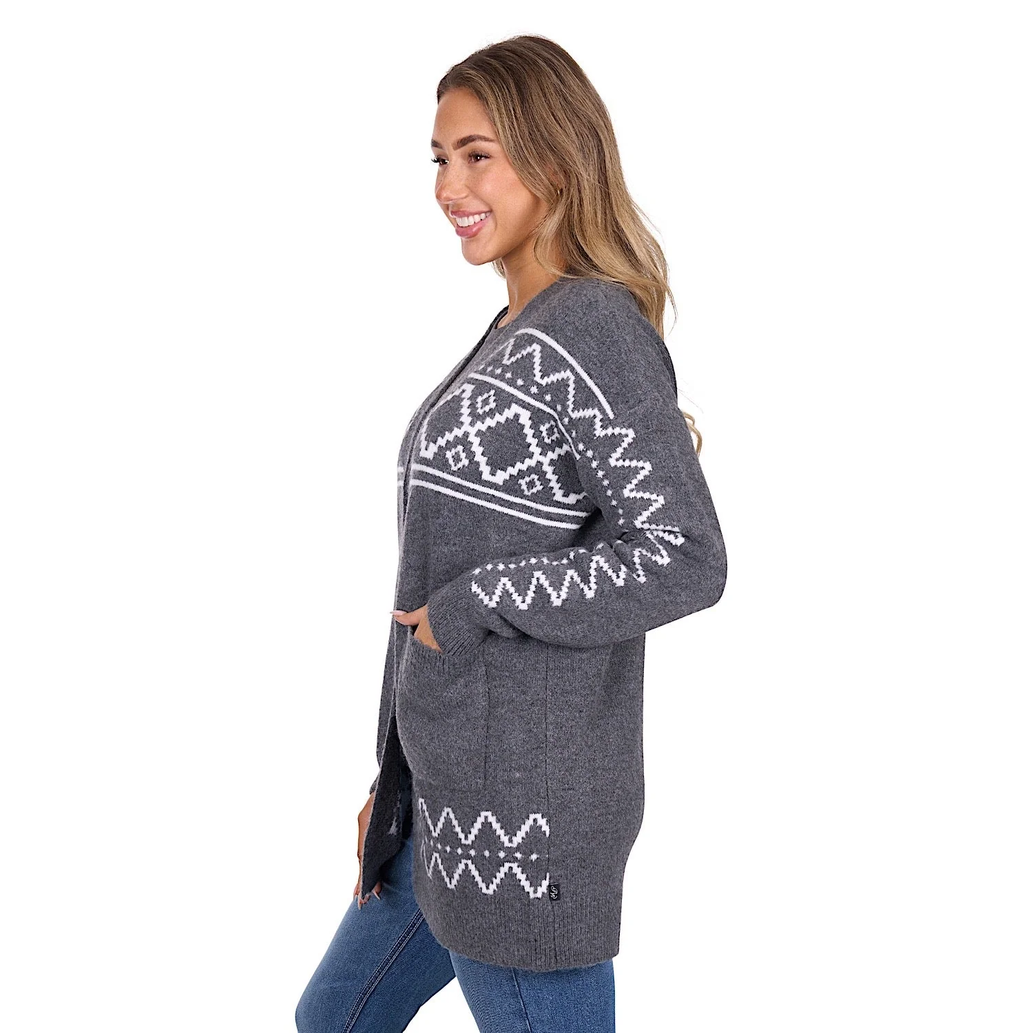 Pure Western Women's Cora Knitted Cardigan - Charcoal Marle - Image 3