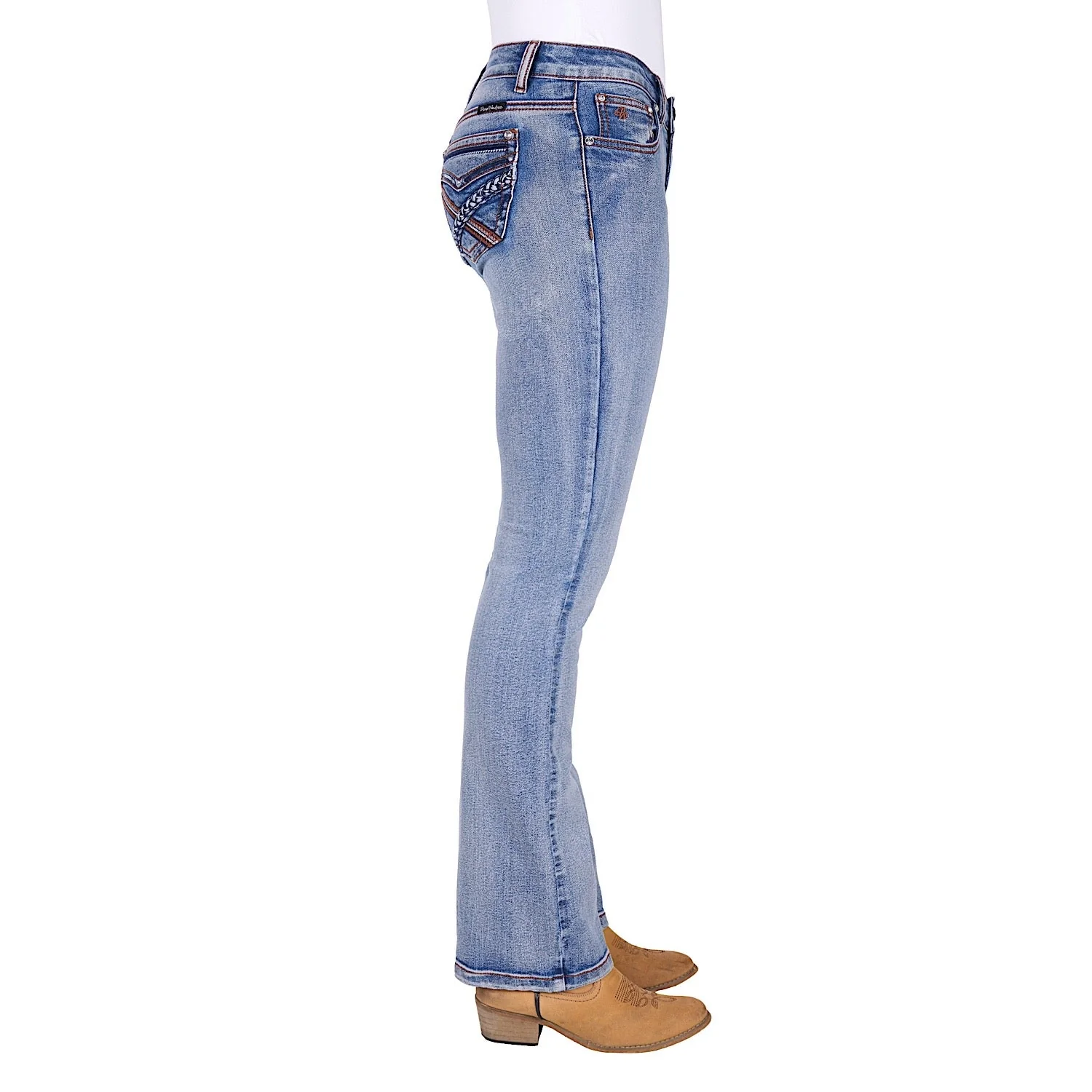 Pure Western Women's Emily Mid Rise Boot Cut Jean 32L - Moonshine - Image 3