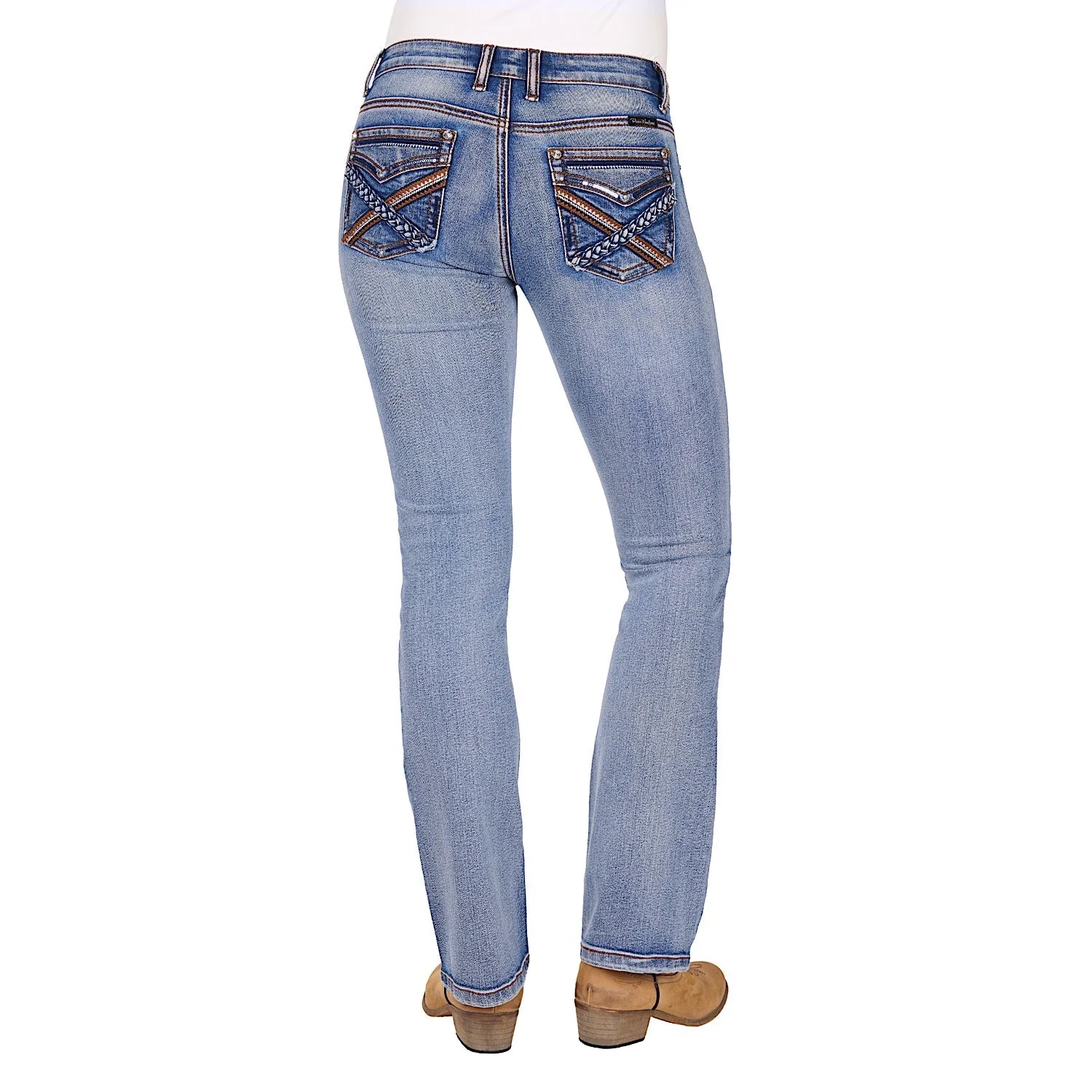 Pure Western Women's Emily Mid Rise Boot Cut Jean 32L - Moonshine - Image 4