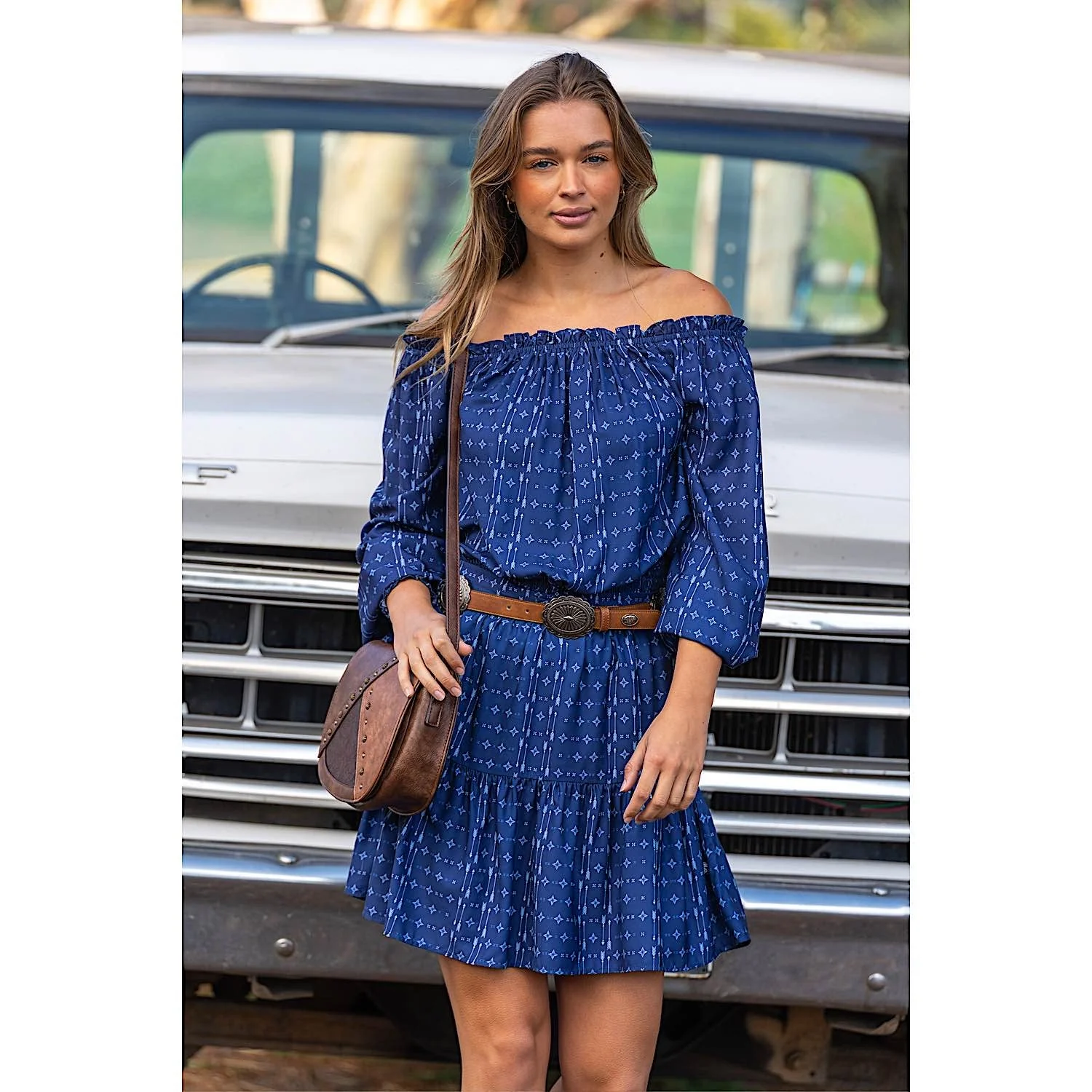 Pure Western Womens Emma Skirt-Navy - Image 4
