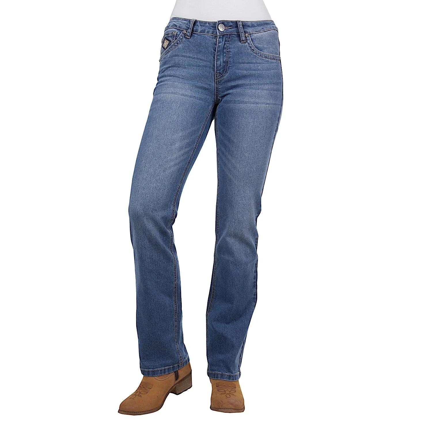 Pure Western Women's Gia Hi Rise Boot Cut Jean 34L - Retro Blue - Image 3