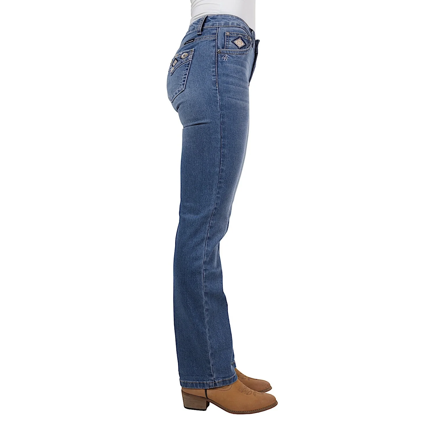 Pure Western Women's Gia Hi Rise Boot Cut Jean 34L - Retro Blue - Image 4