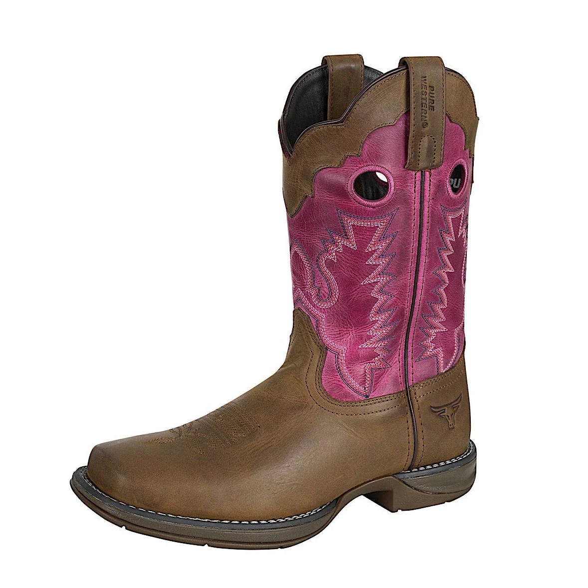 Pure Western Women's Lane Boot - Walnut/Pink