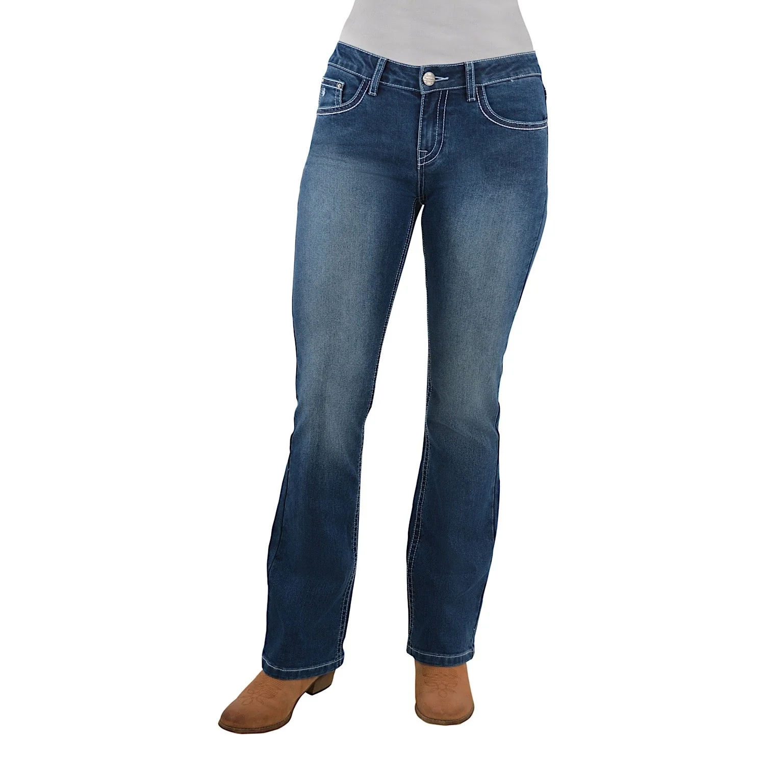 Pure Western Women's Madeleine Boot Cut Jean 34" - True Blue - Image 2