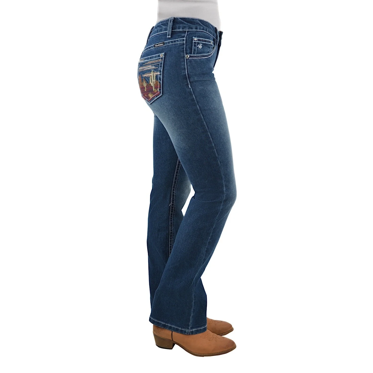 Pure Western Women's Madeleine Boot Cut Jean 34" - True Blue - Image 3