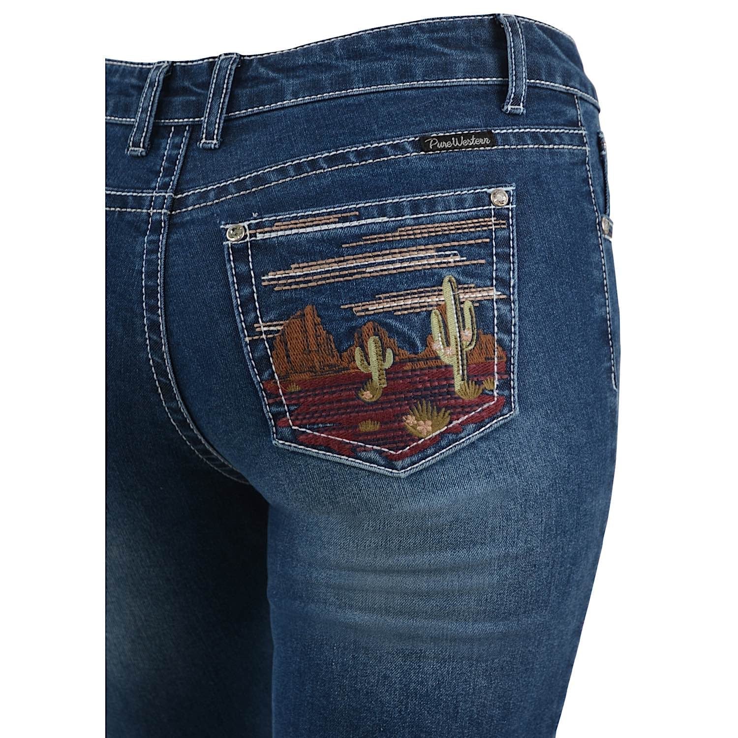 Pure Western Women's Madeleine Boot Cut Jean 34" - True Blue - Image 4