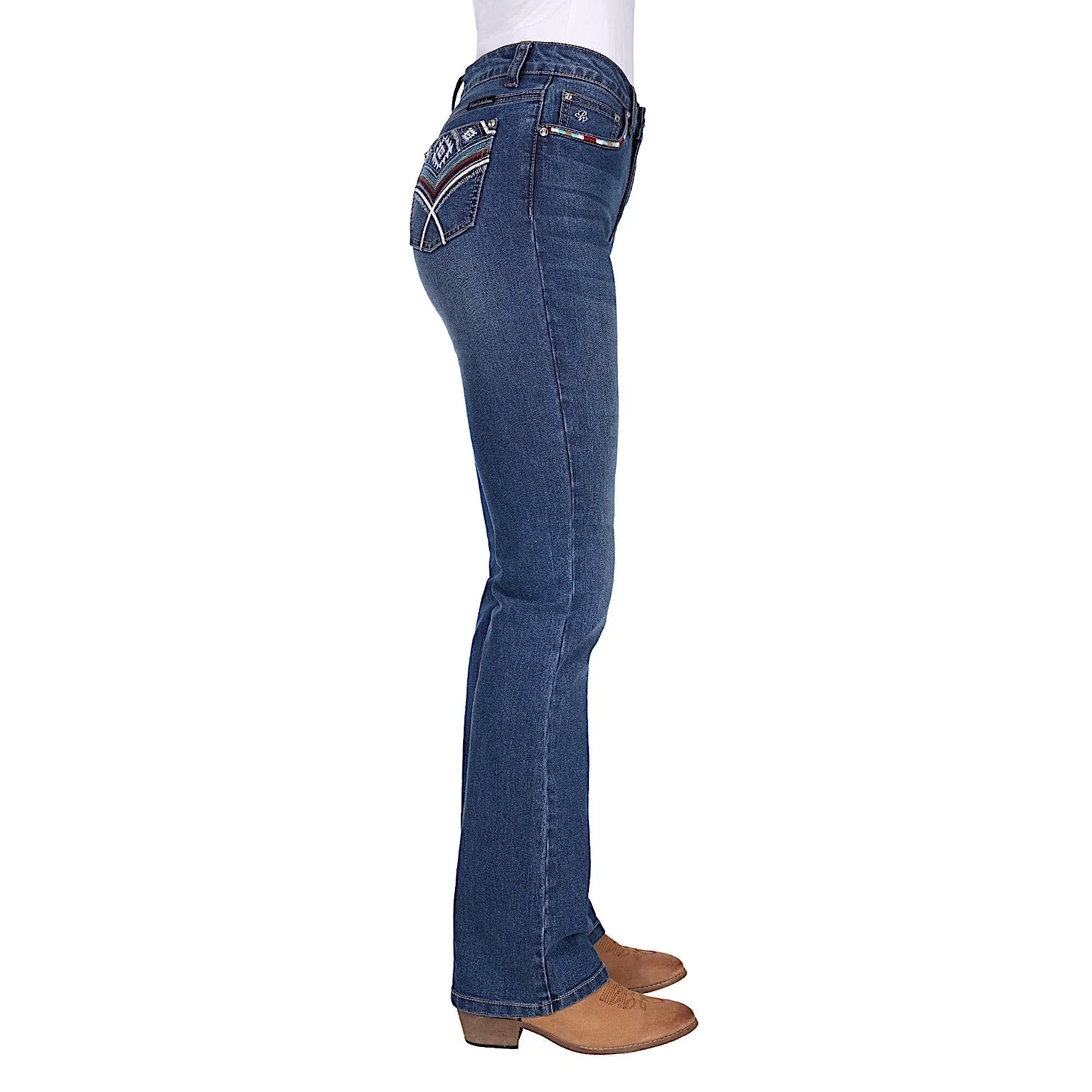 Pure Western Women's Mary High Rise Boot Cut Jean 32L - Indigo - Image 4