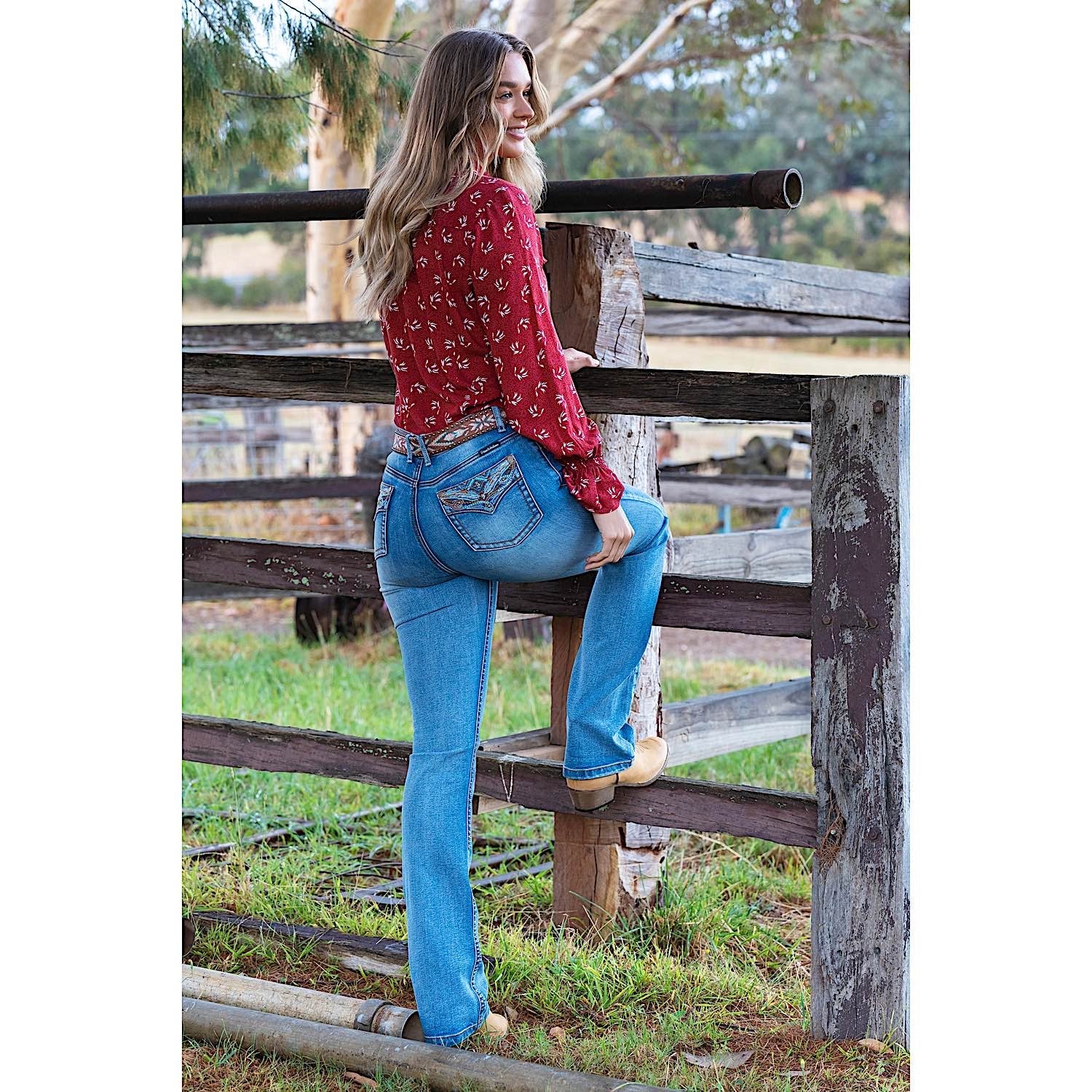 Pure Western Women's Nina Hi Rise Boot Cut Jean-Moonshine - Image 5