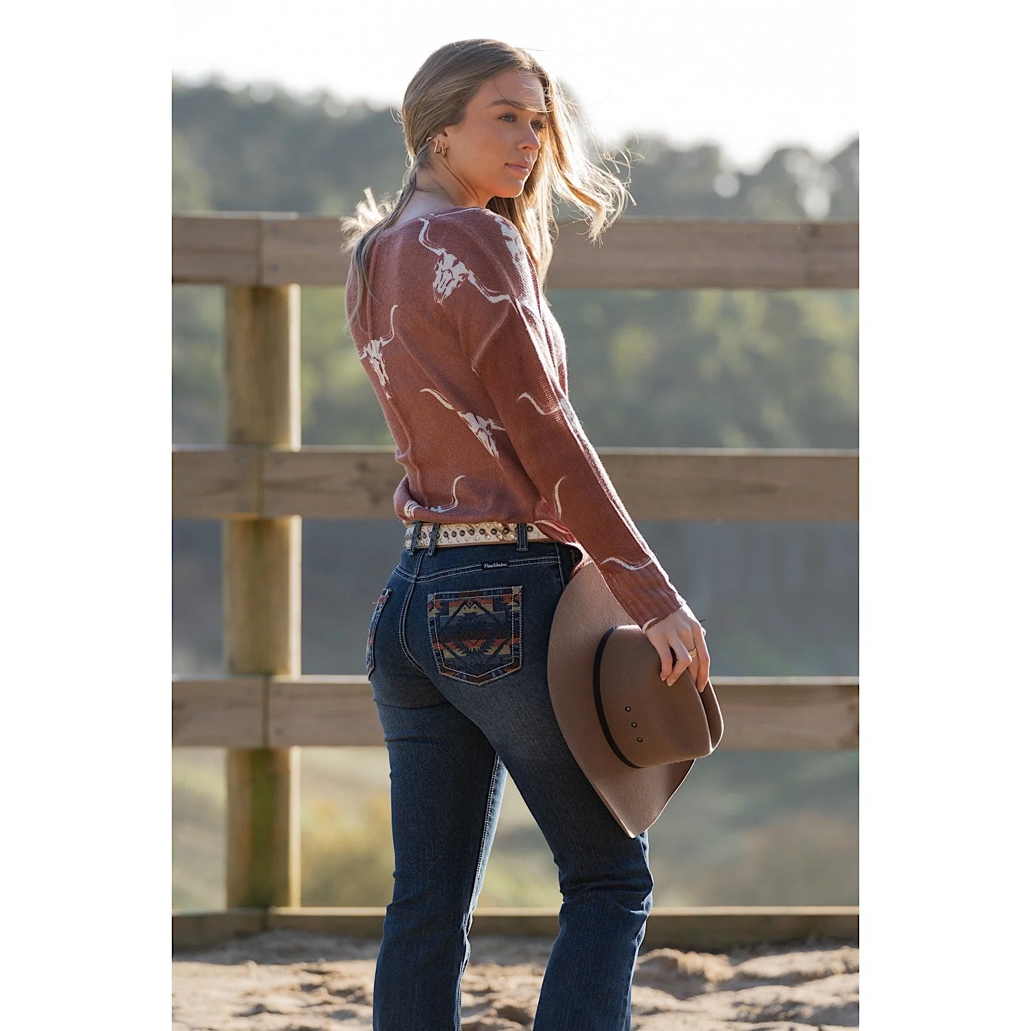 Pure Western Women's Ola Relaxed Rider Jean 36" Leg Evening Sky - Image 5