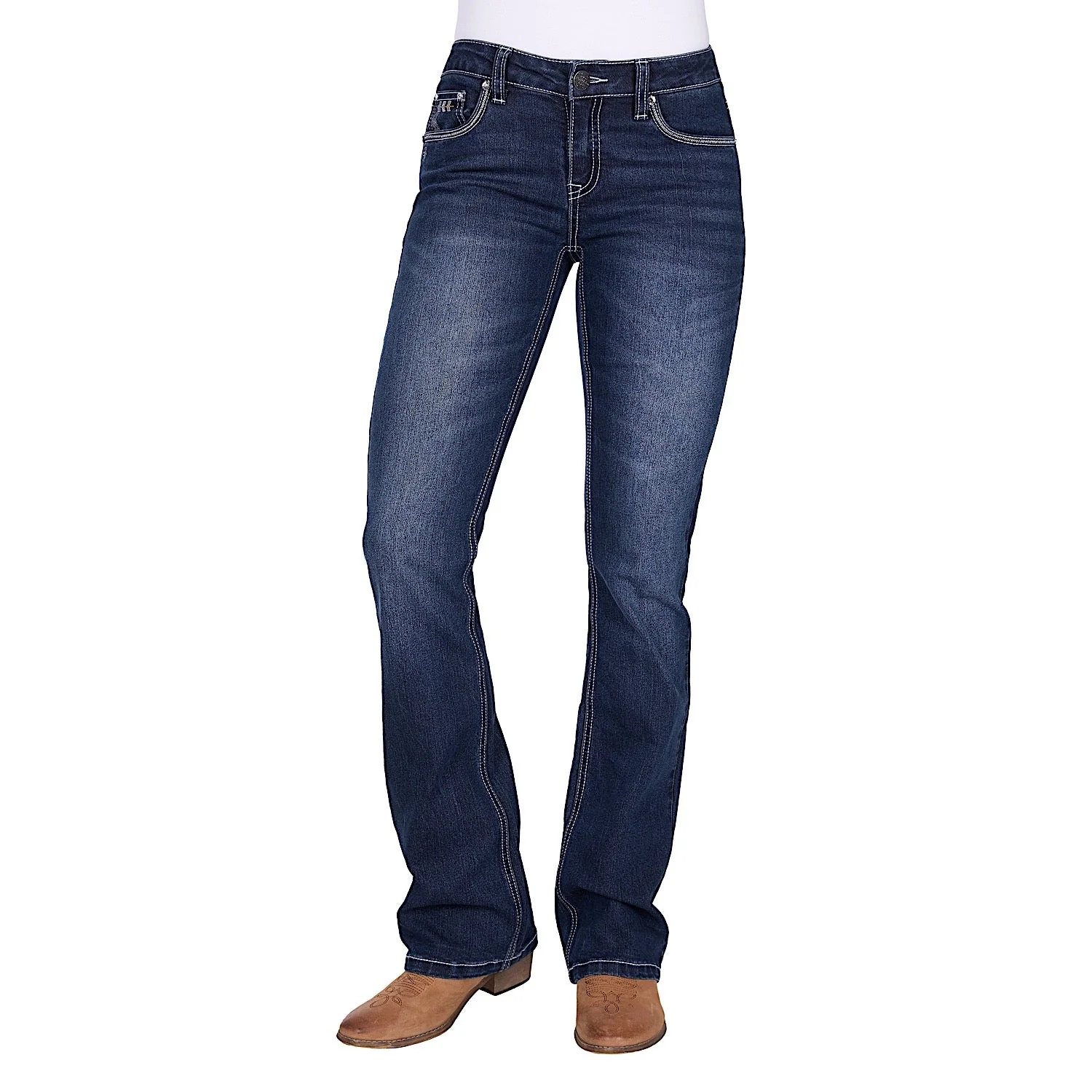 Pure Western Women's Raven Mid Rise Boot Cut Jean 34L - Evening Sky - Image 3